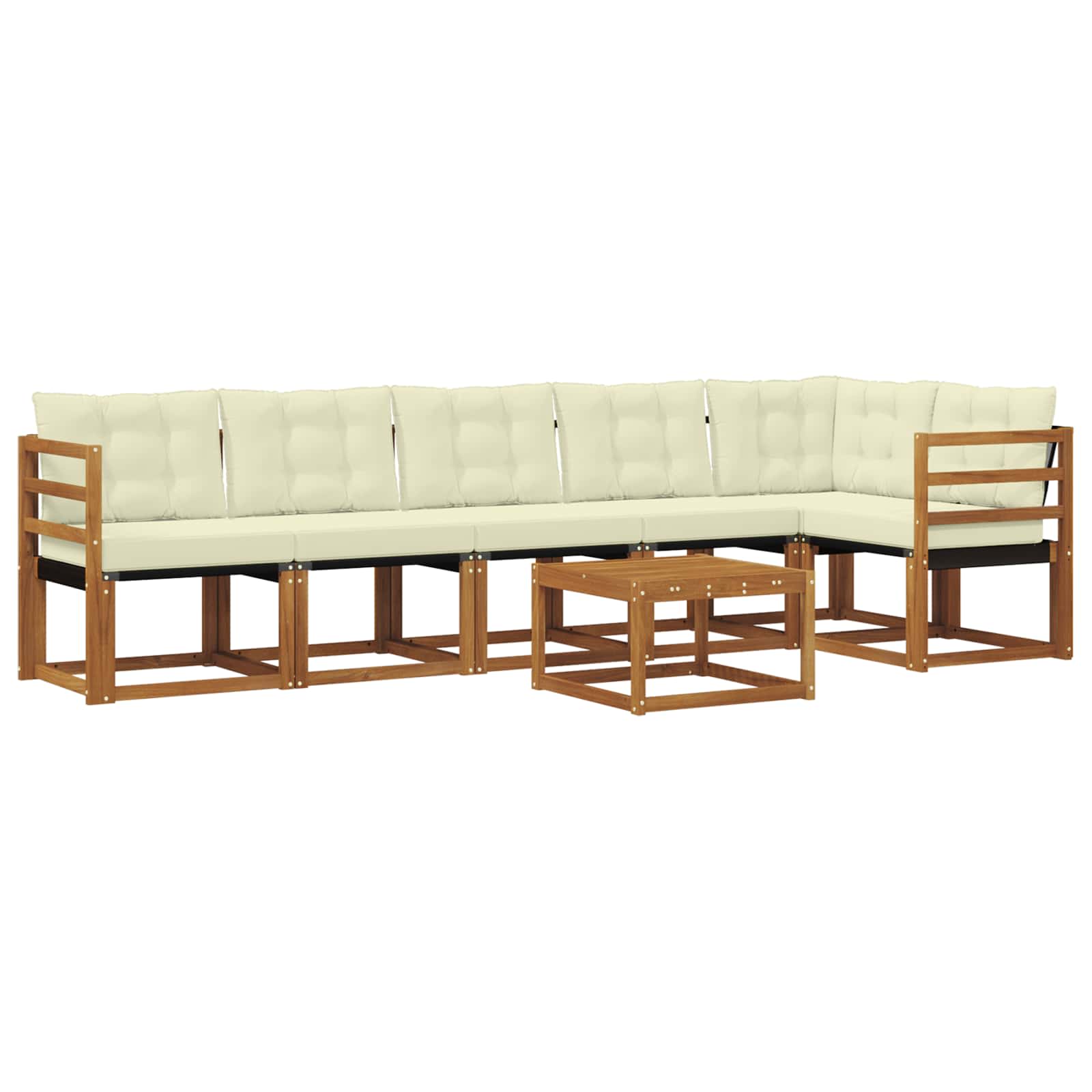 Buiten bankenset met kussen 7 pcs Natuurlijk en Crème is nu te koop bij PeponiXL, paradijselijk wonen!