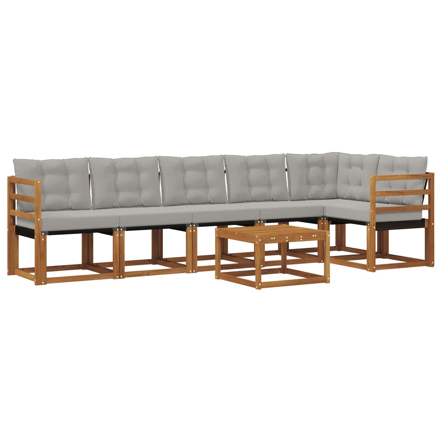 Buiten bankenset met kussen 7 pcs Natuurlijk en Lichtgrijs is nu te koop bij PeponiXL, paradijselijk wonen!