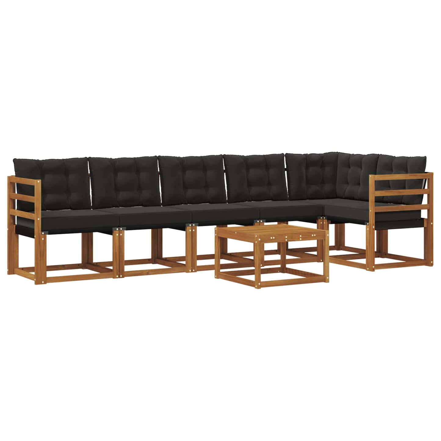 Buiten bankenset met kussen 7 pcs Natuurlijk en Zwart is nu te koop bij PeponiXL, paradijselijk wonen!