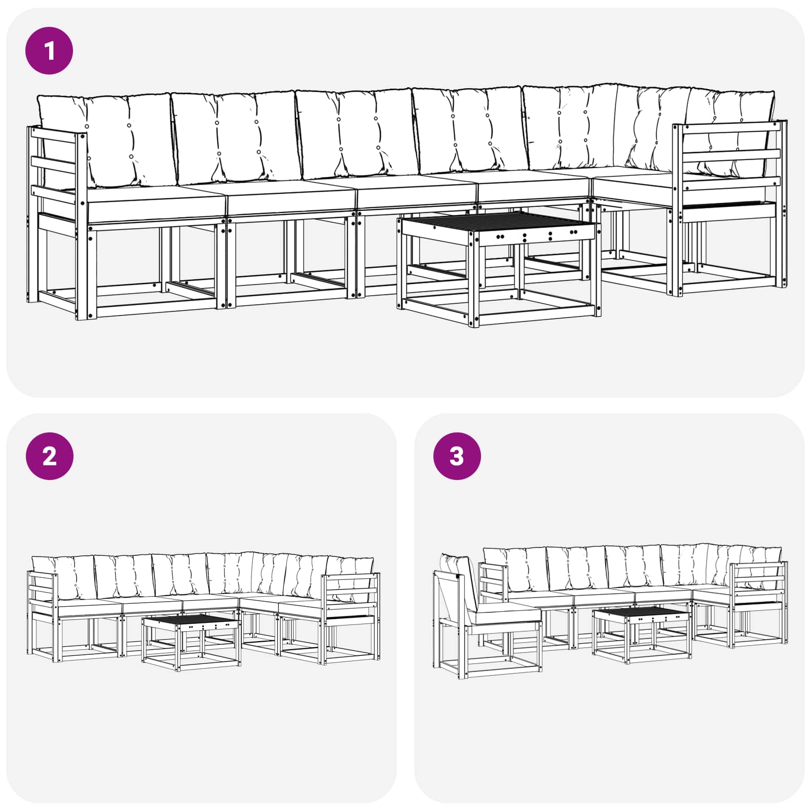 Buiten bankenset met kussen 7 pcs Natuurlijk en Zwart is nu te koop bij PeponiXL, paradijselijk wonen!