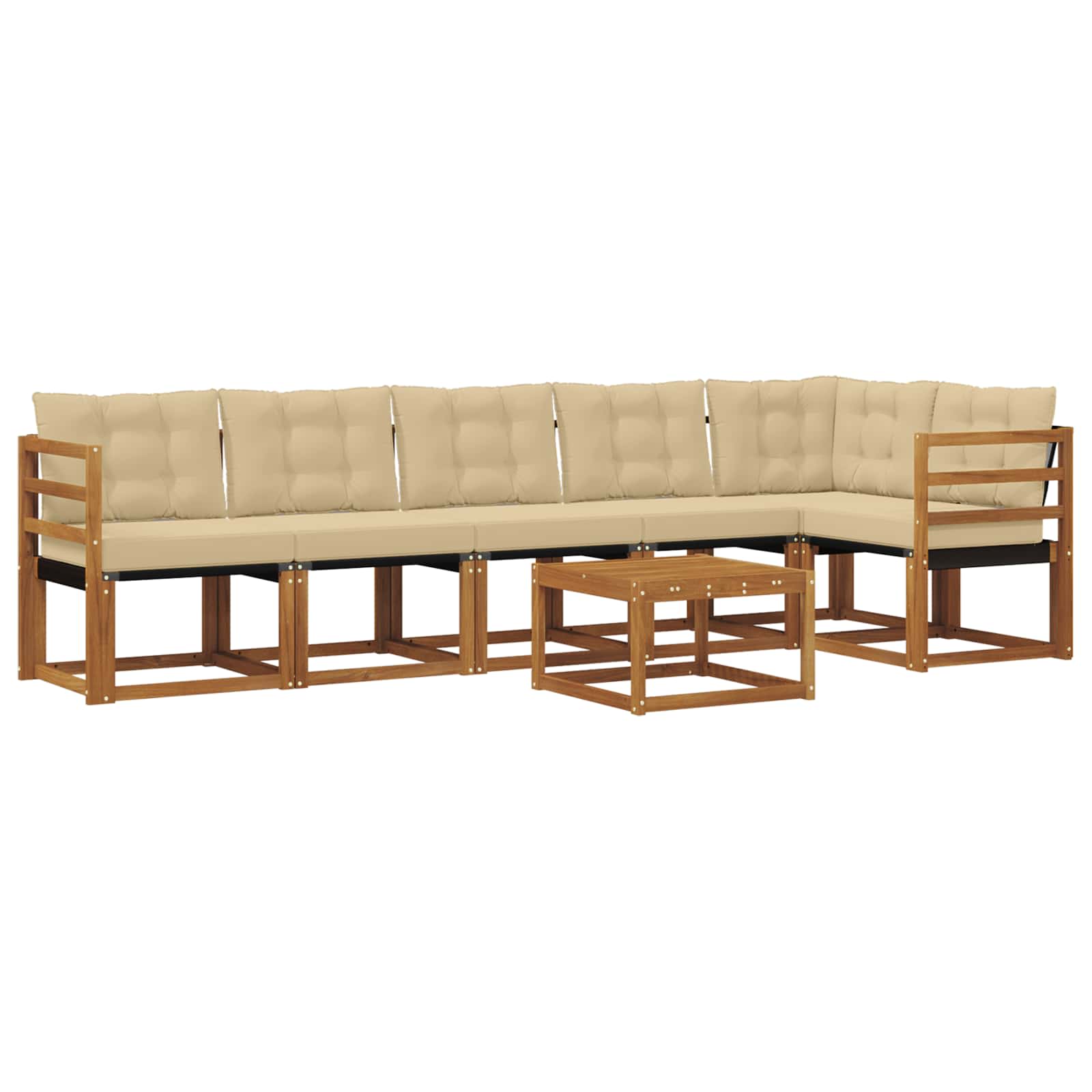 Buiten bankenset met kussen 7 pcs Natuurlijk en Beige is nu te koop bij PeponiXL, paradijselijk wonen!