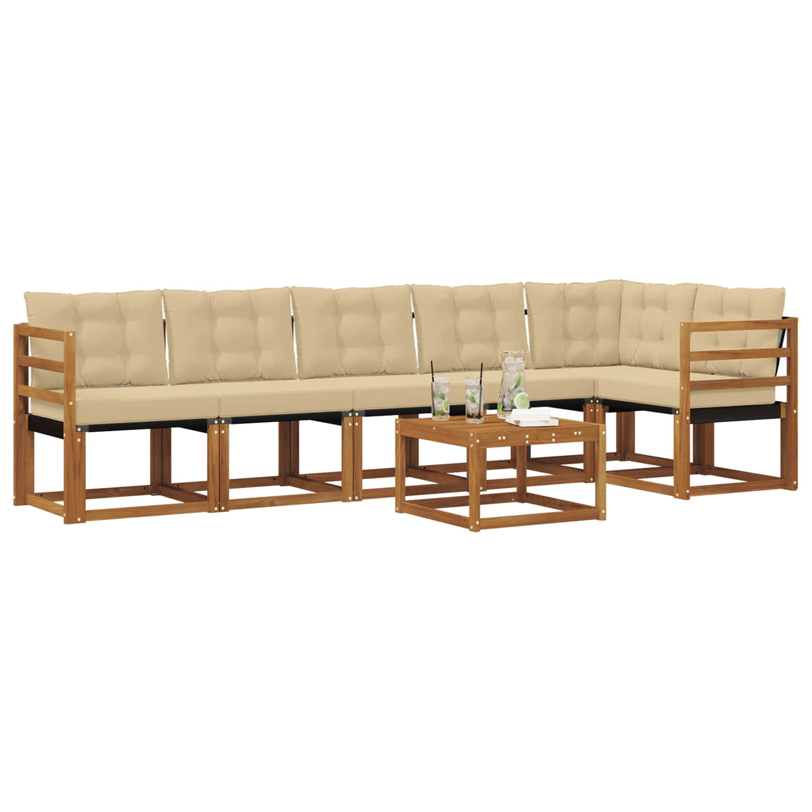 Buiten bankenset met kussen 7 pcs Natuurlijk en Beige is nu te koop bij PeponiXL, paradijselijk wonen!