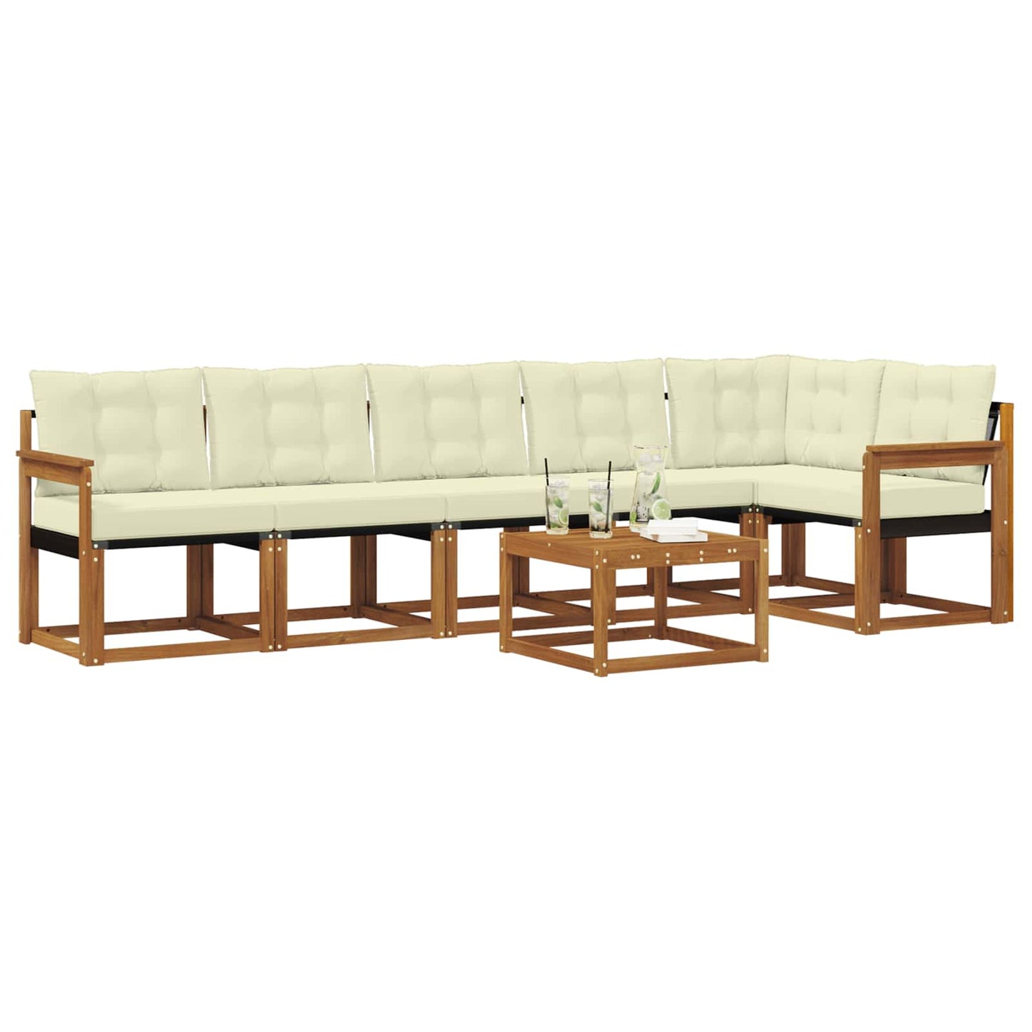Buiten bankenset met kussen 7 pcs Natuurlijk en Crème is nu te koop bij PeponiXL, paradijselijk wonen!