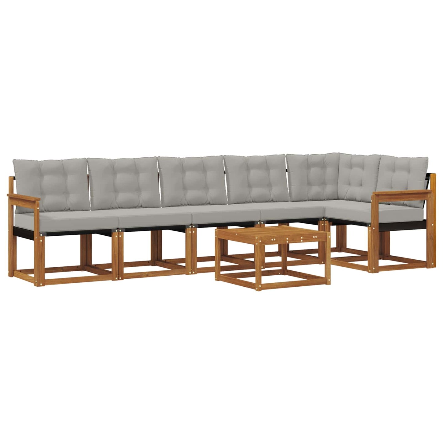 Buiten bankenset met kussen 7 pcs Natuurlijk en Lichtgrijs is nu te koop bij PeponiXL, paradijselijk wonen!