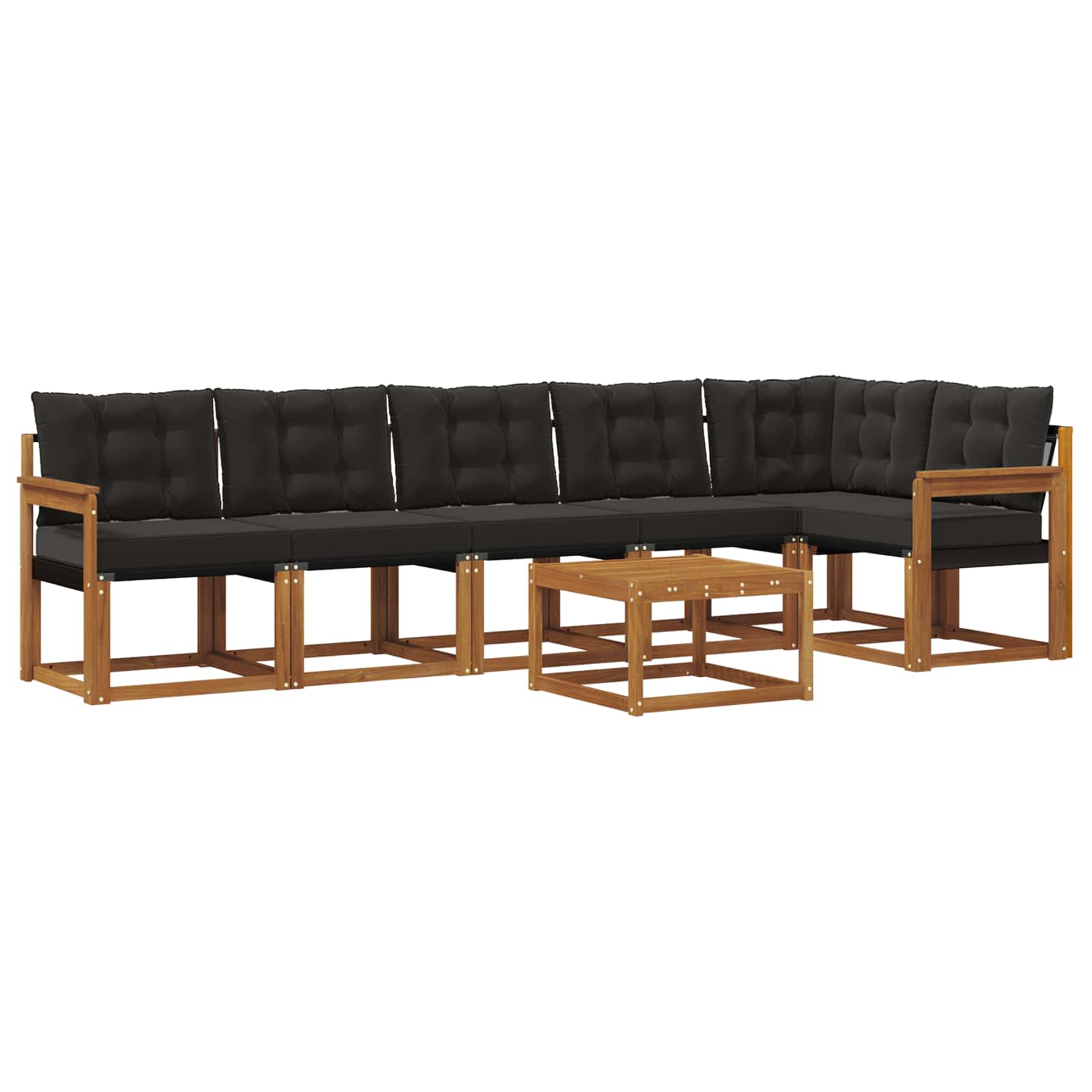 Buiten bankenset met kussen 7 pcs Natuurlijk en Zwart is nu te koop bij PeponiXL, paradijselijk wonen!