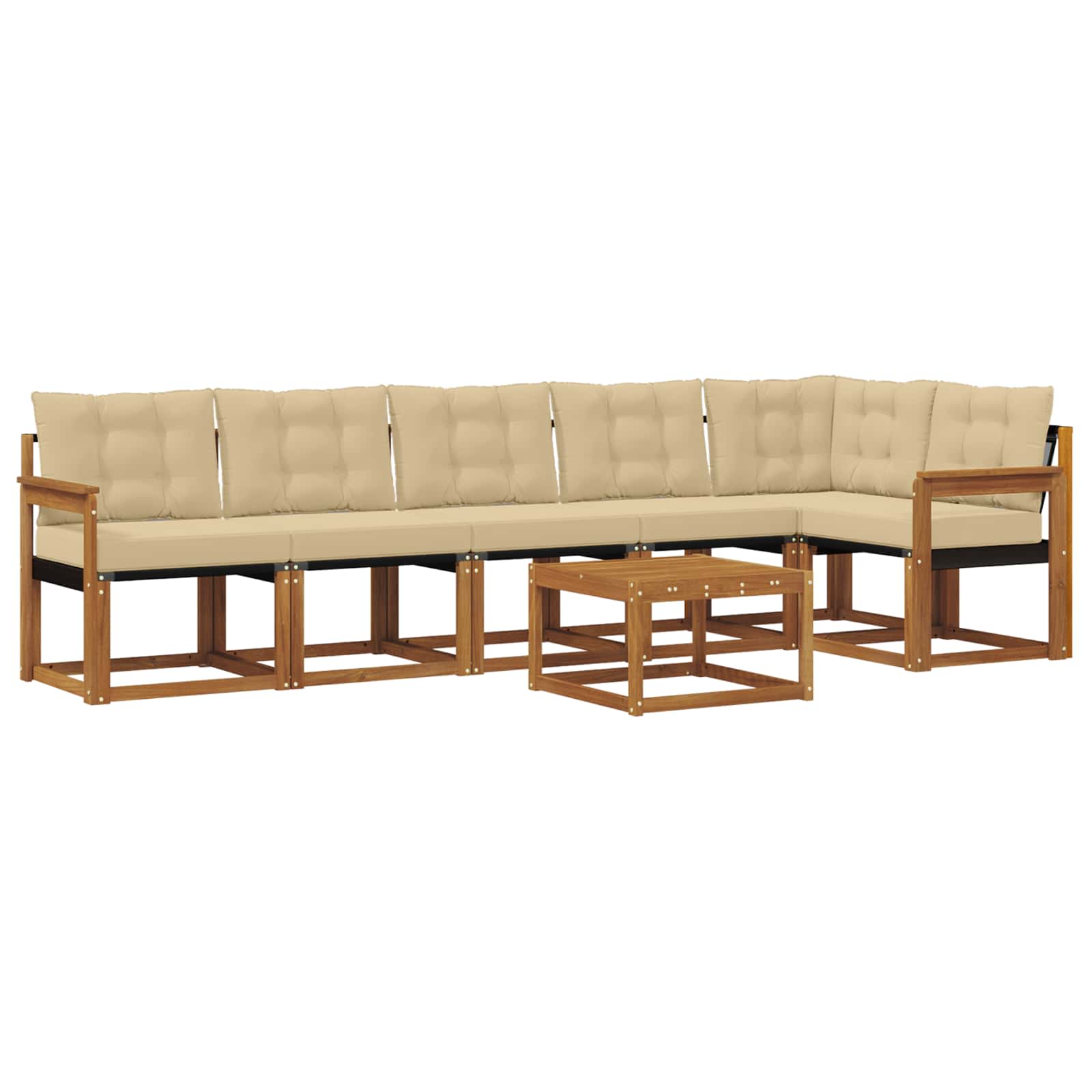 Buiten bankenset met kussen 7 pcs Natuurlijk en Beige is nu te koop bij PeponiXL, paradijselijk wonen!
