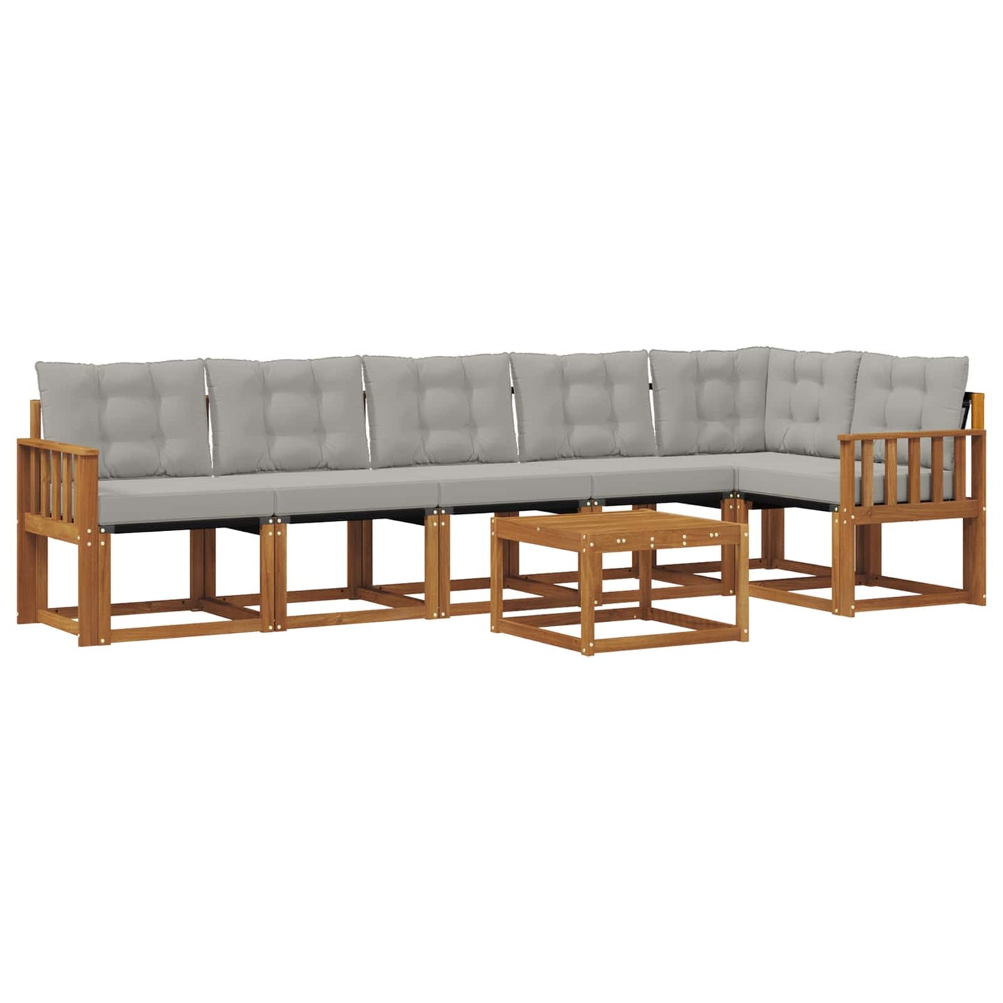 Buiten bankenset met kussen 7 pcs Natuurlijk en Lichtgrijs is nu te koop bij PeponiXL, paradijselijk wonen!