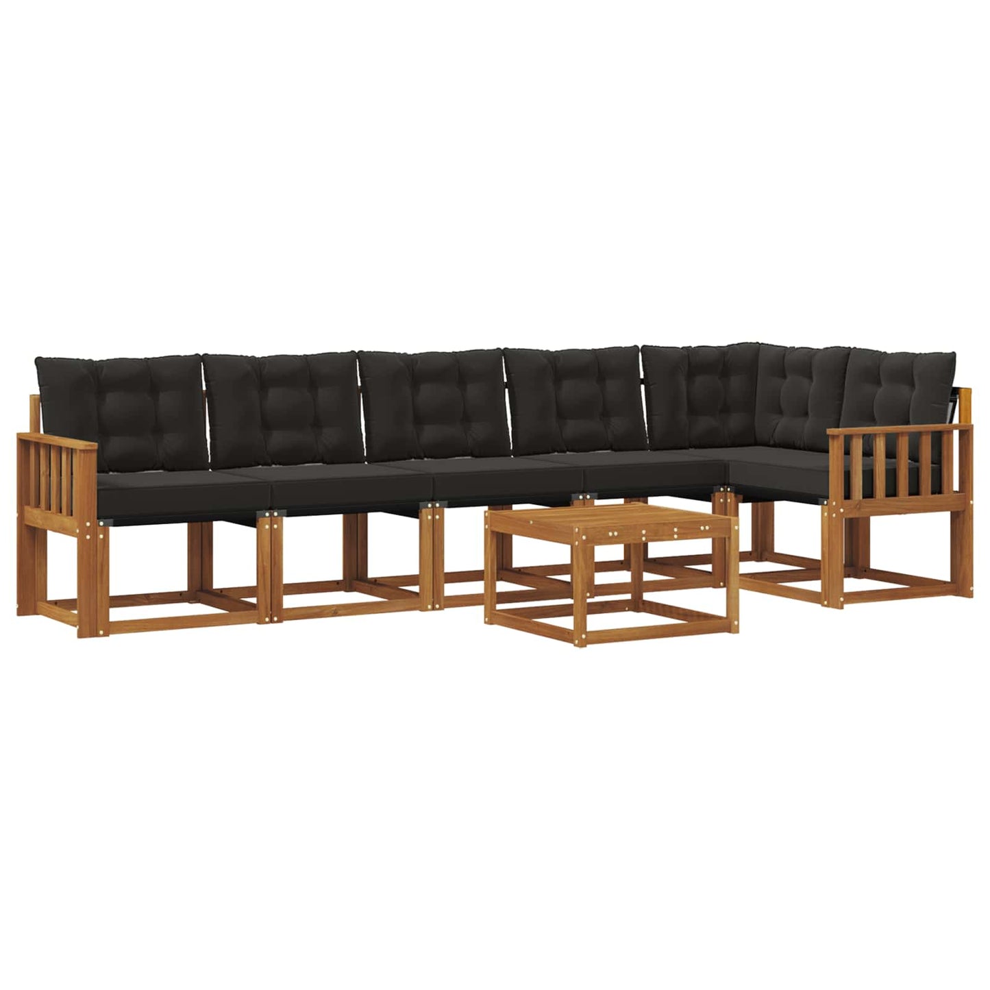 Buiten bankenset met kussen 7 pcs Natuurlijk en Zwart is nu te koop bij PeponiXL, paradijselijk wonen!