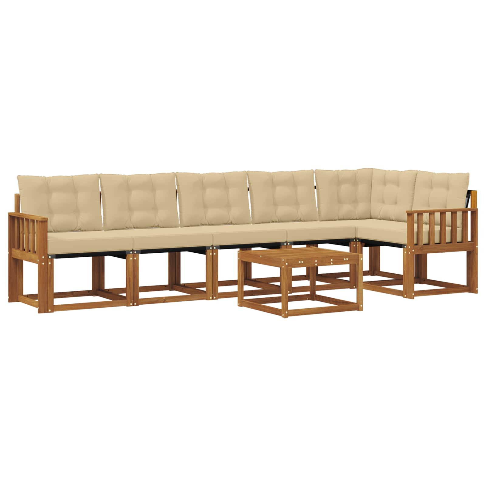 Buiten bankenset met kussen 7 pcs Natuurlijk en Beige is nu te koop bij PeponiXL, paradijselijk wonen!