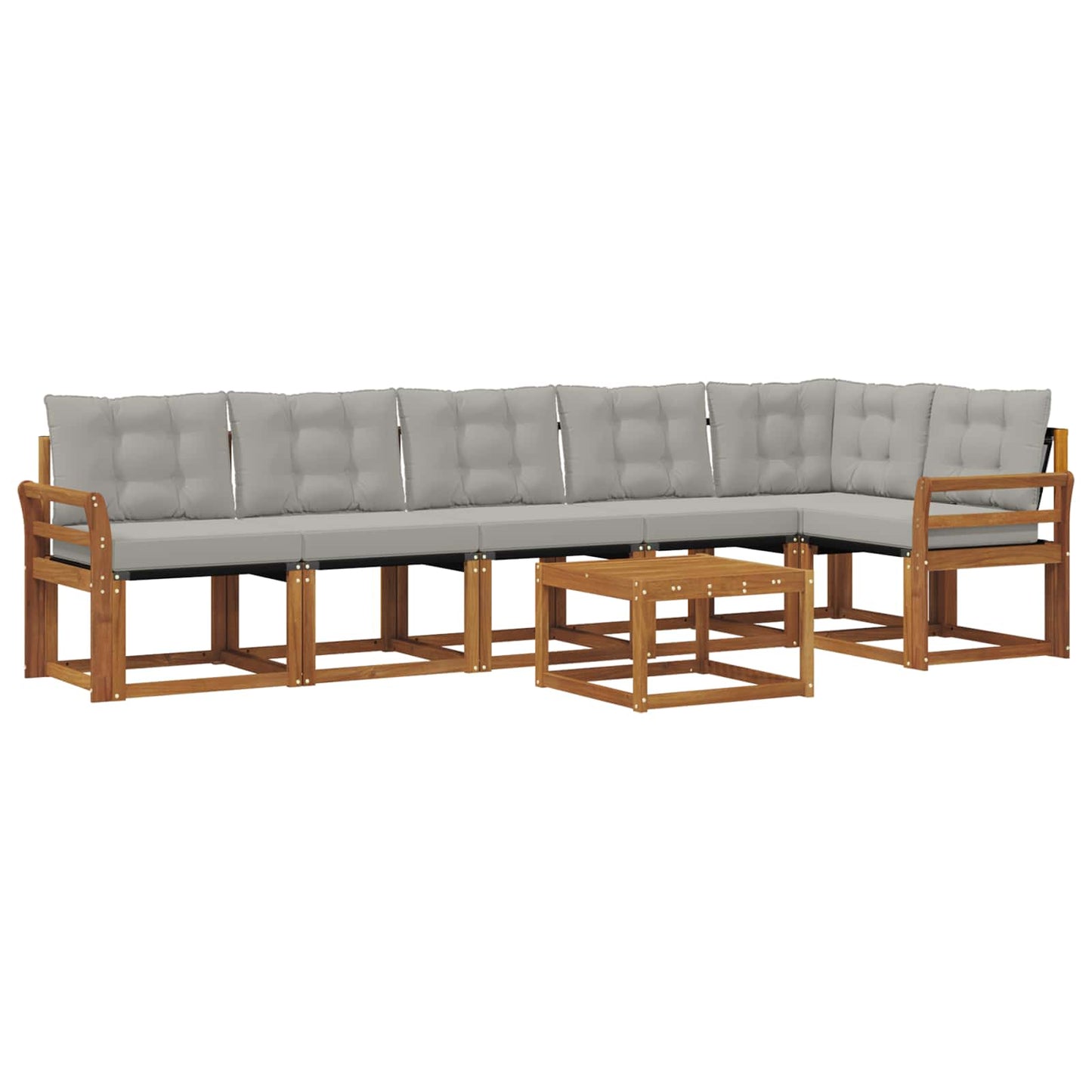 Buiten bankenset met kussen 7 pcs Natuurlijk en Lichtgrijs is nu te koop bij PeponiXL, paradijselijk wonen!