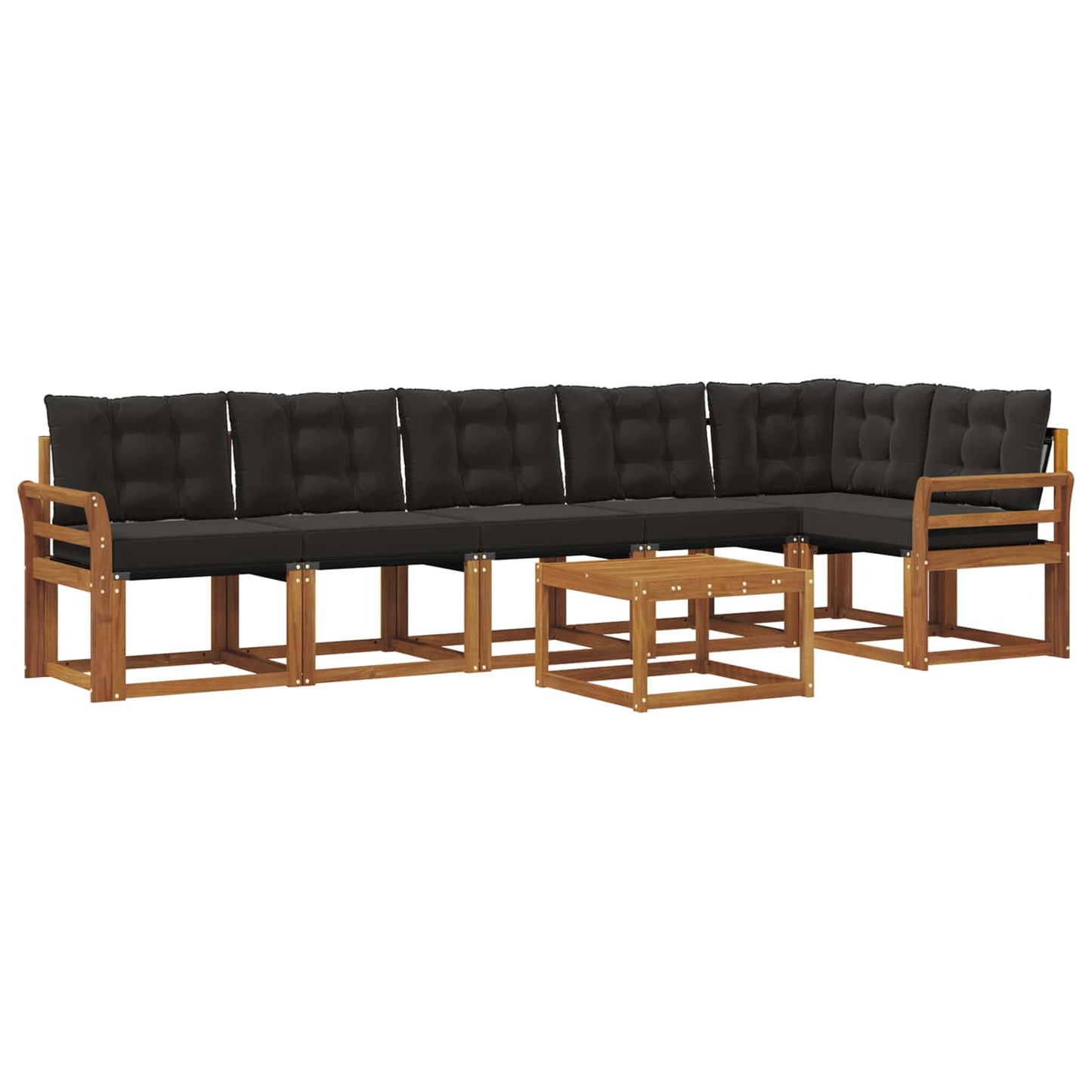 Buiten bankenset met kussen 7 pcs Natuurlijk en Zwart is nu te koop bij PeponiXL, paradijselijk wonen!