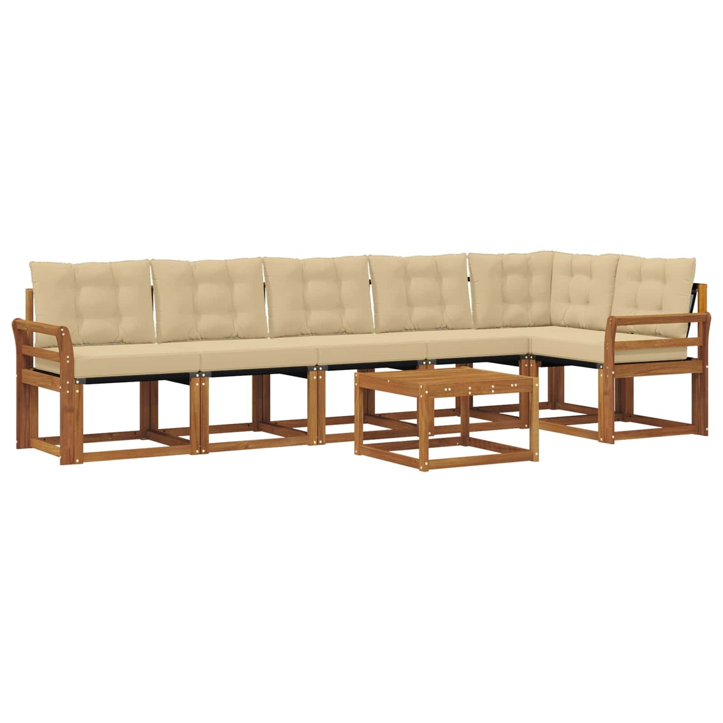 Buiten bankenset met kussen 7 pcs Natuurlijk en Beige is nu te koop bij PeponiXL, paradijselijk wonen!