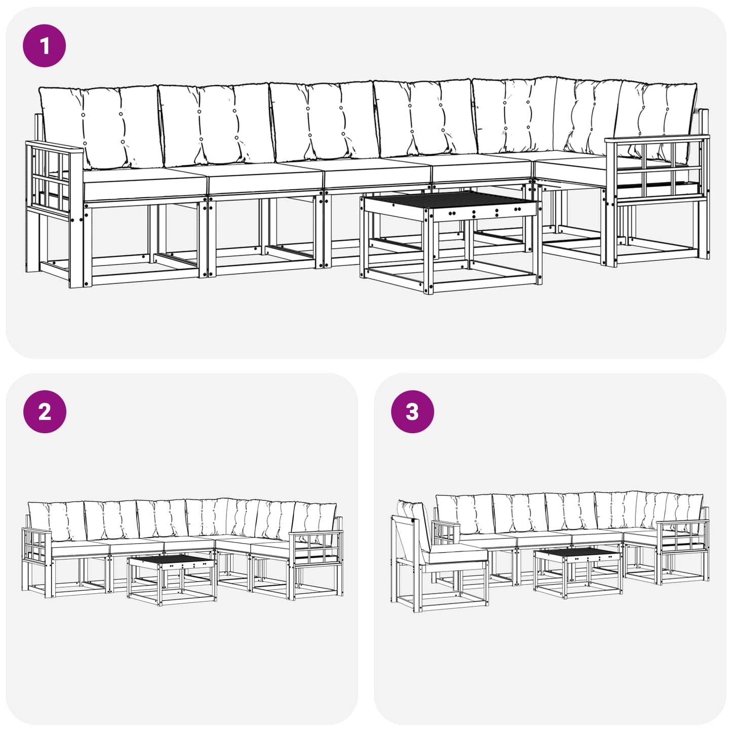 Buiten bankenset met kussen 7 pcs Natuurlijk en Lichtgrijs is nu te koop bij PeponiXL, paradijselijk wonen!