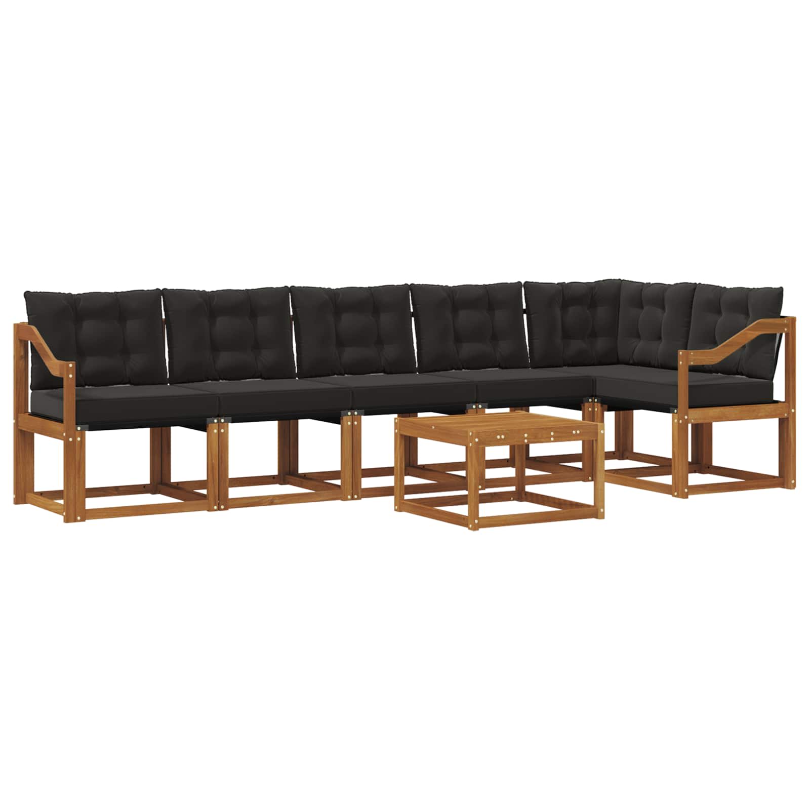 Buiten bankenset met kussen 7 pcs Natuurlijk en Zwart is nu te koop bij PeponiXL, paradijselijk wonen!