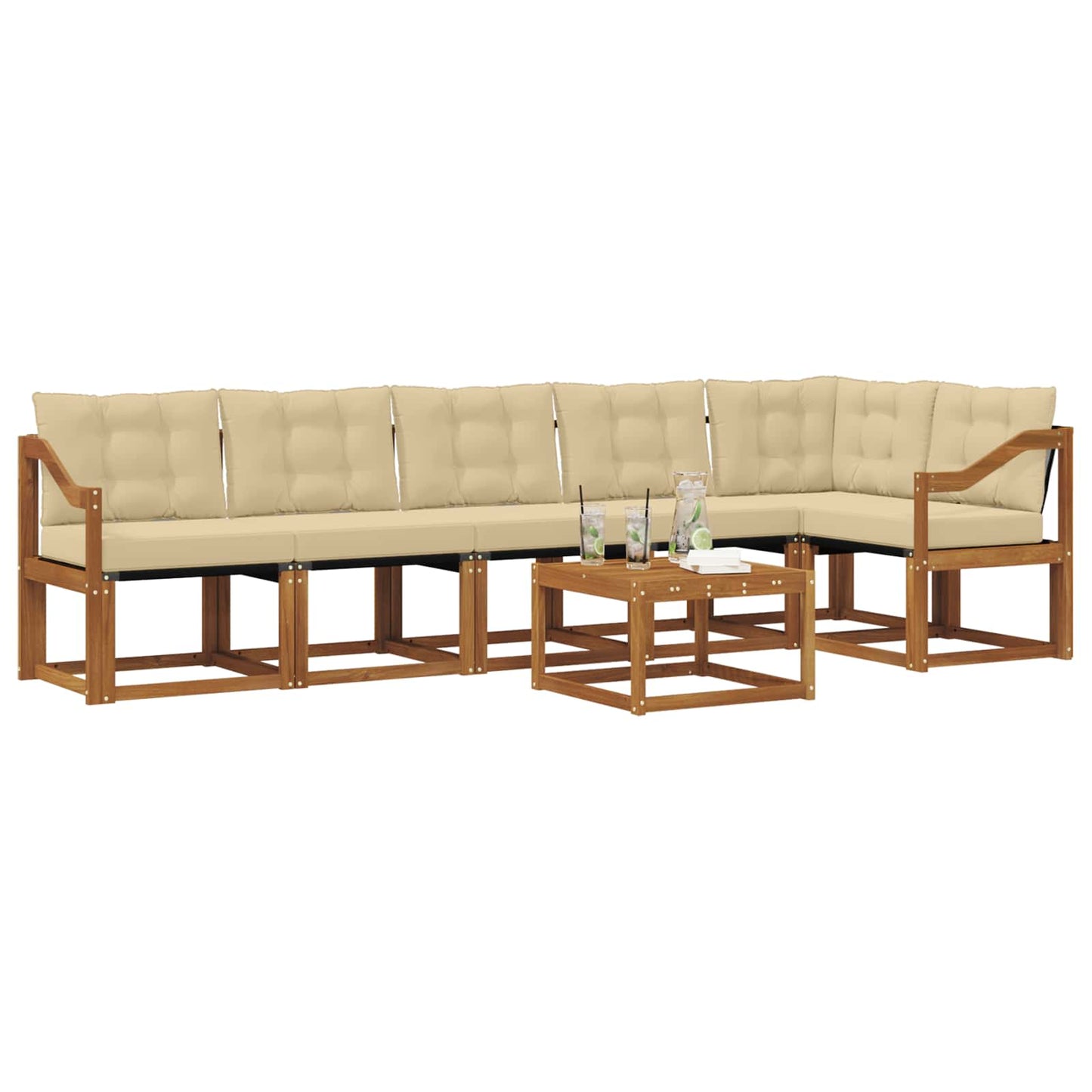 Buiten bankenset met kussen 7 pcs Natuurlijk en Beige is nu te koop bij PeponiXL, paradijselijk wonen!