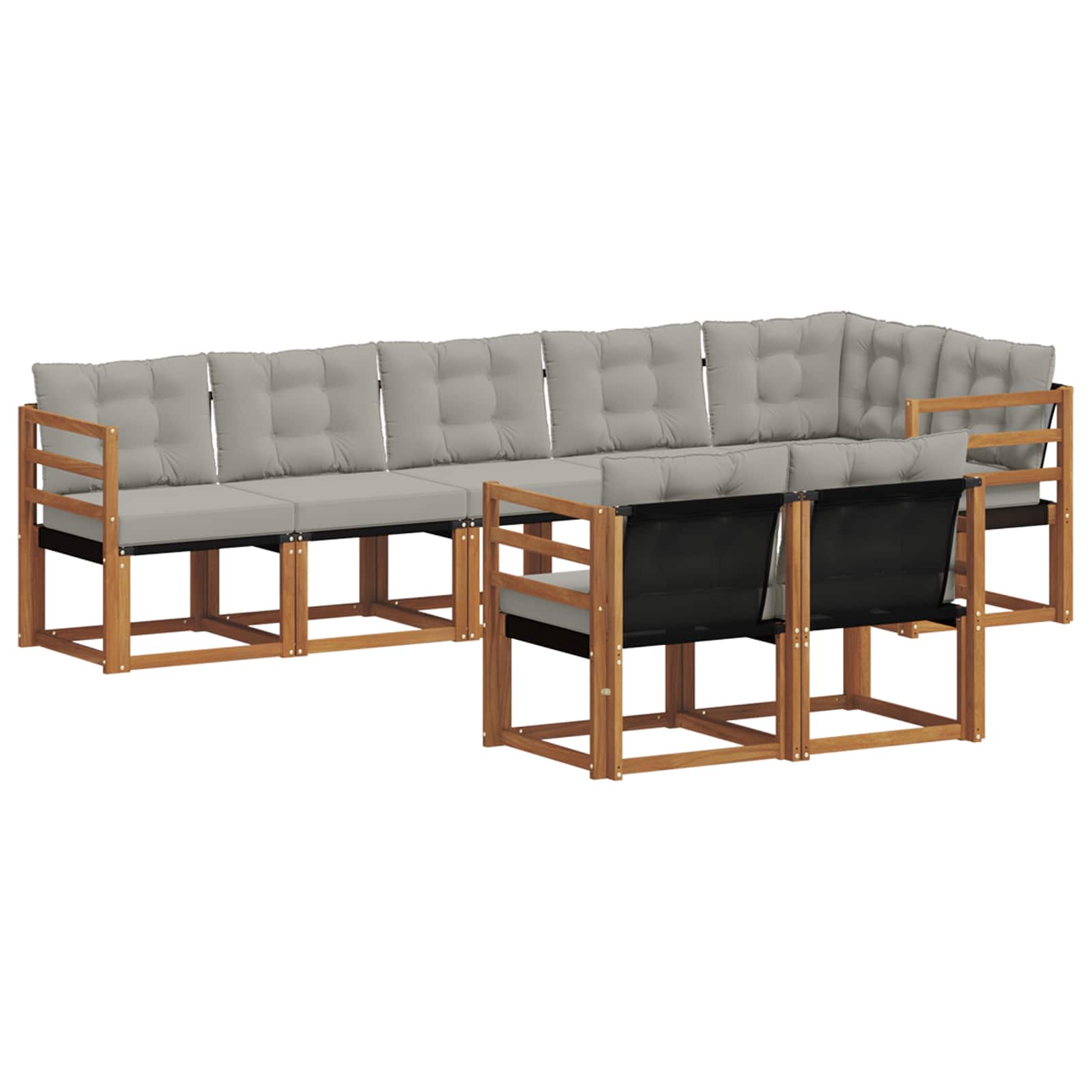 Buiten bankenset met kussen 8 pcs Natuurlijk en Lichtgrijs is nu te koop bij PeponiXL, paradijselijk wonen!