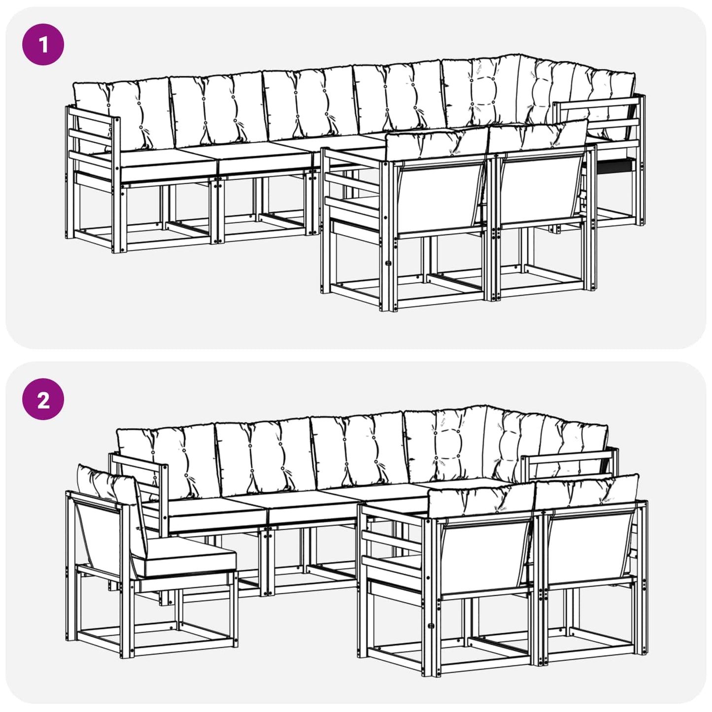 Buiten bankenset met kussen 8 pcs Natuurlijk en Lichtgrijs is nu te koop bij PeponiXL, paradijselijk wonen!