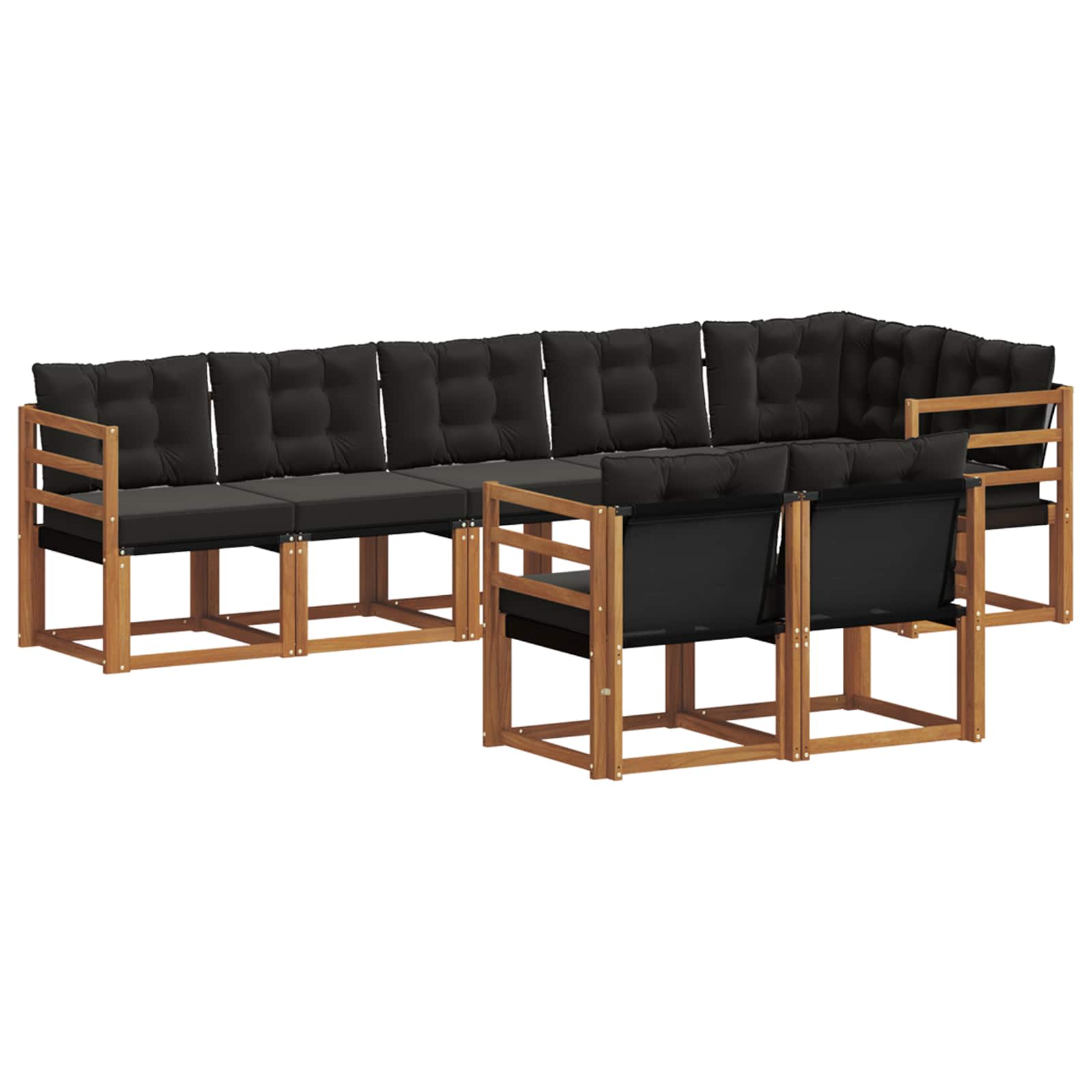 Buiten bankenset met kussen 8 pcs Natuurlijk en Zwart is nu te koop bij PeponiXL, paradijselijk wonen!