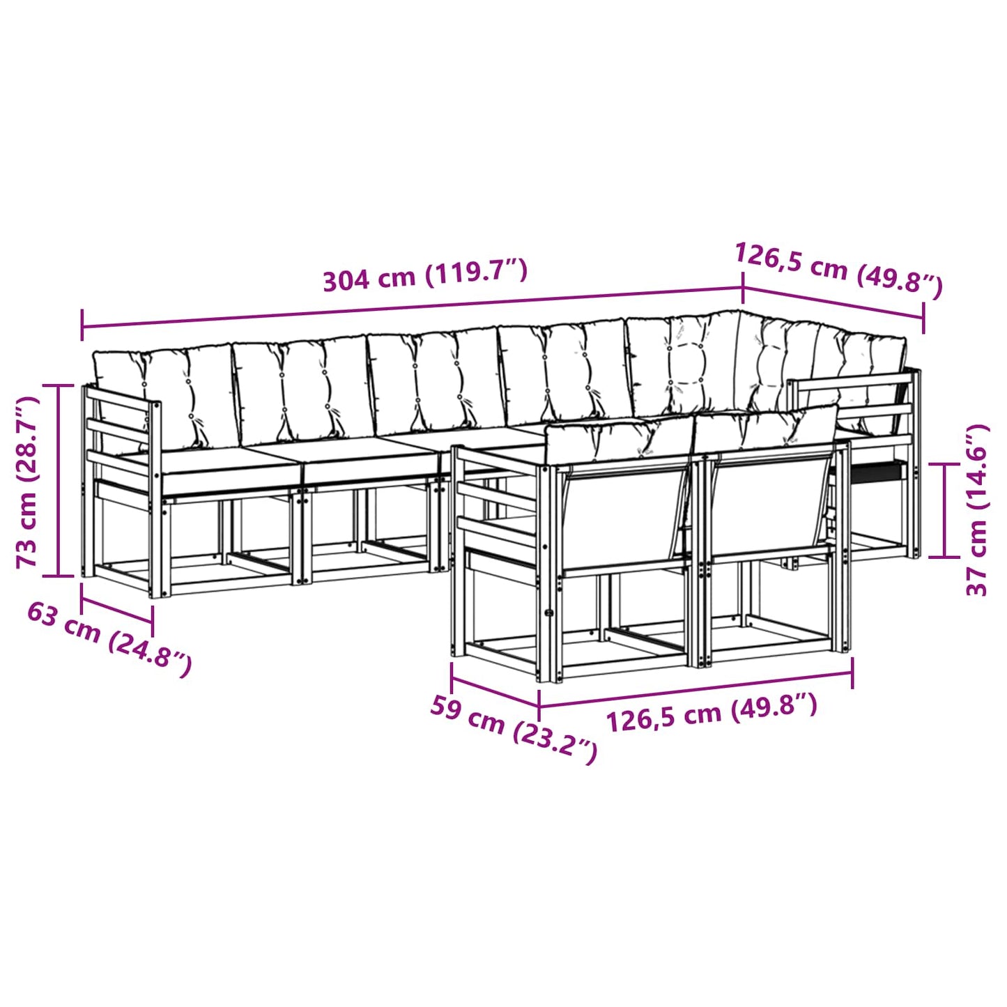 Buiten bankenset met kussen 8 pcs Natuurlijk en Zwart is nu te koop bij PeponiXL, paradijselijk wonen!