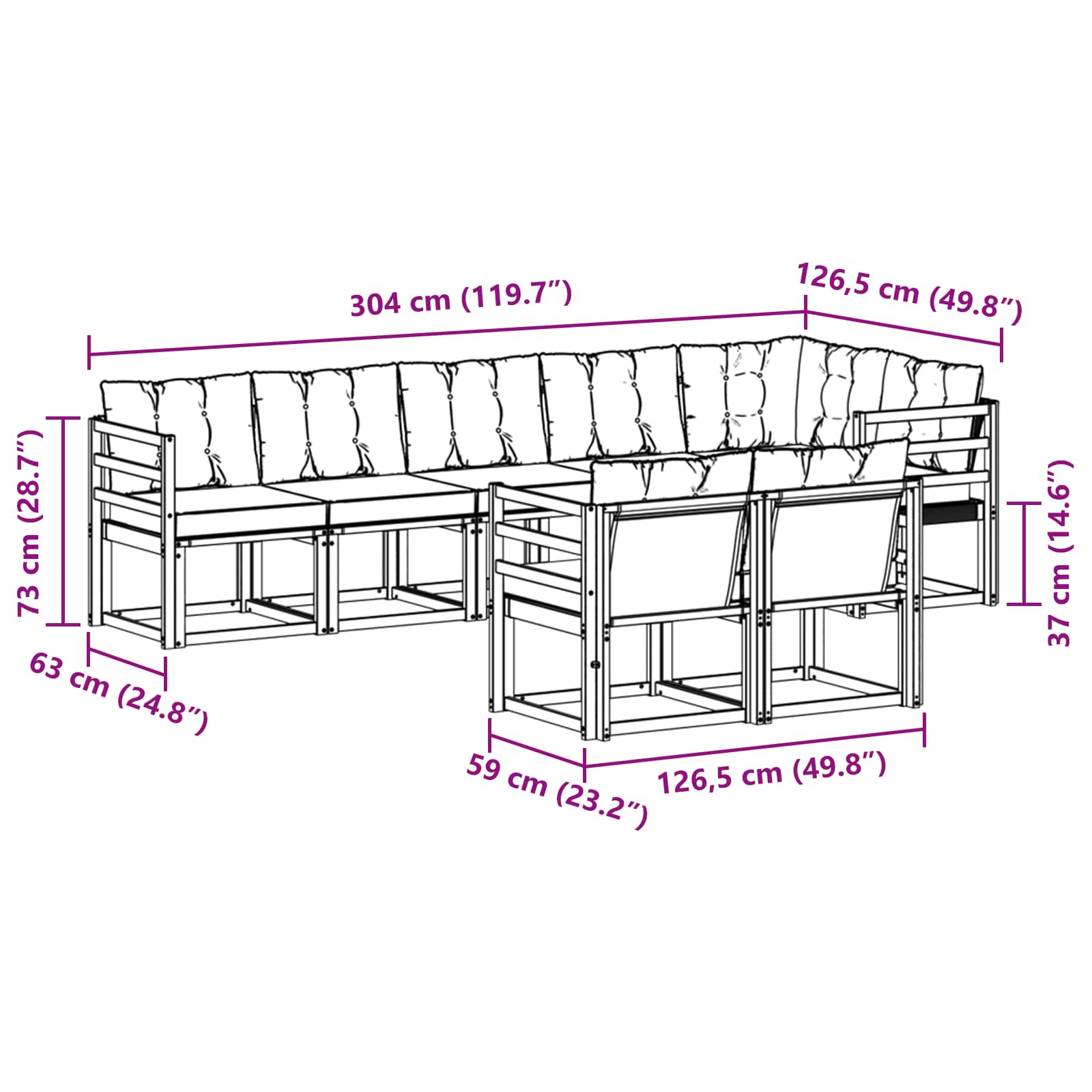 Buiten bankenset met kussen 8 pcs Natuurlijk en Zwart is nu te koop bij PeponiXL, paradijselijk wonen!
