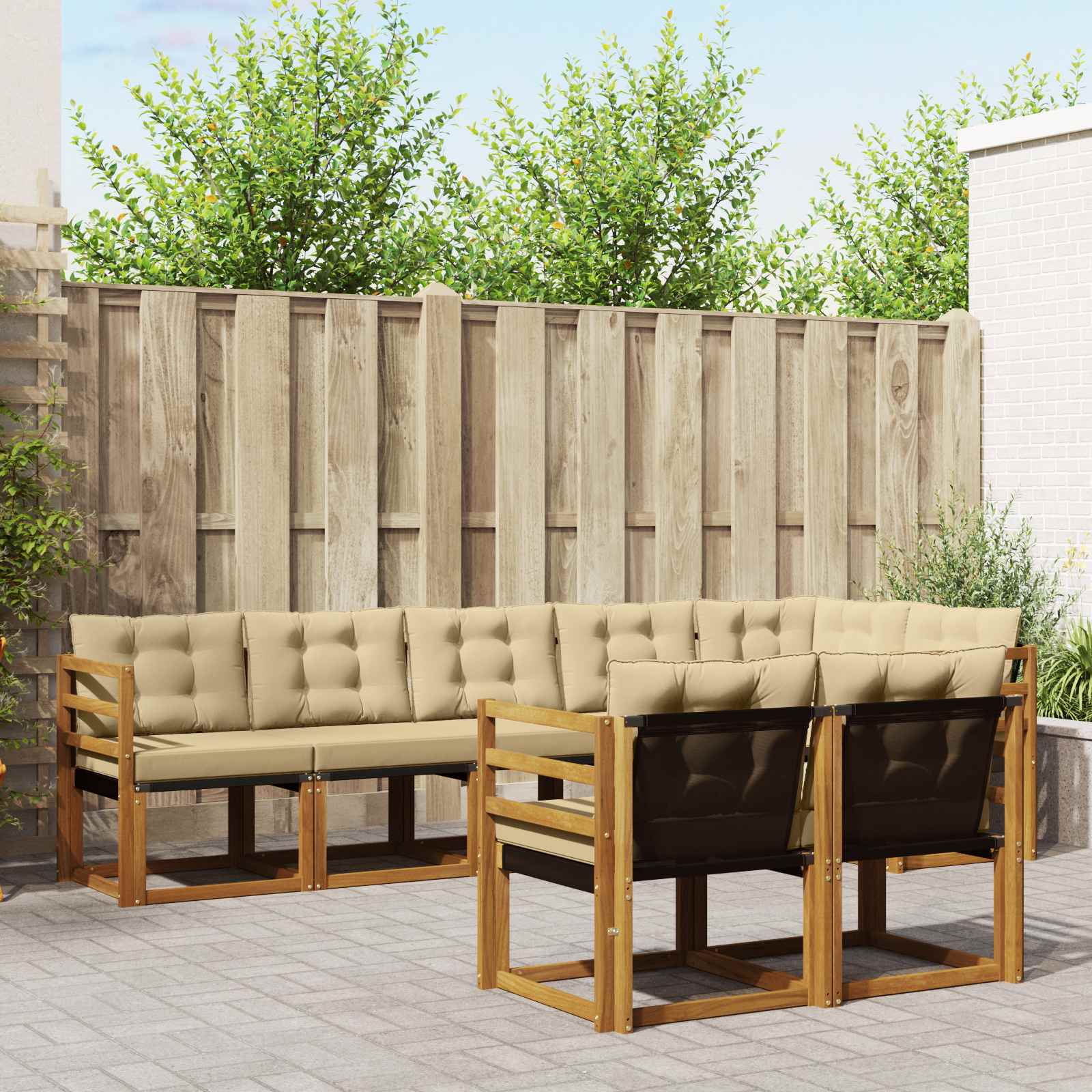 Buiten bankenset met kussen 8 pcs Natuurlijk en Beige is nu te koop bij PeponiXL, paradijselijk wonen!