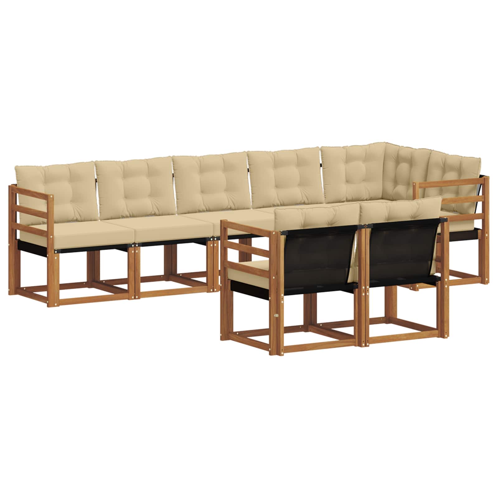 Buiten bankenset met kussen 8 pcs Natuurlijk en Beige is nu te koop bij PeponiXL, paradijselijk wonen!
