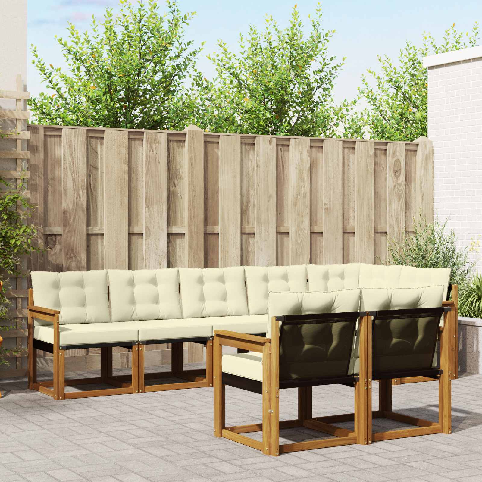Buiten bankenset met kussen 8 pcs Natuurlijk en Crème is nu te koop bij PeponiXL, paradijselijk wonen!