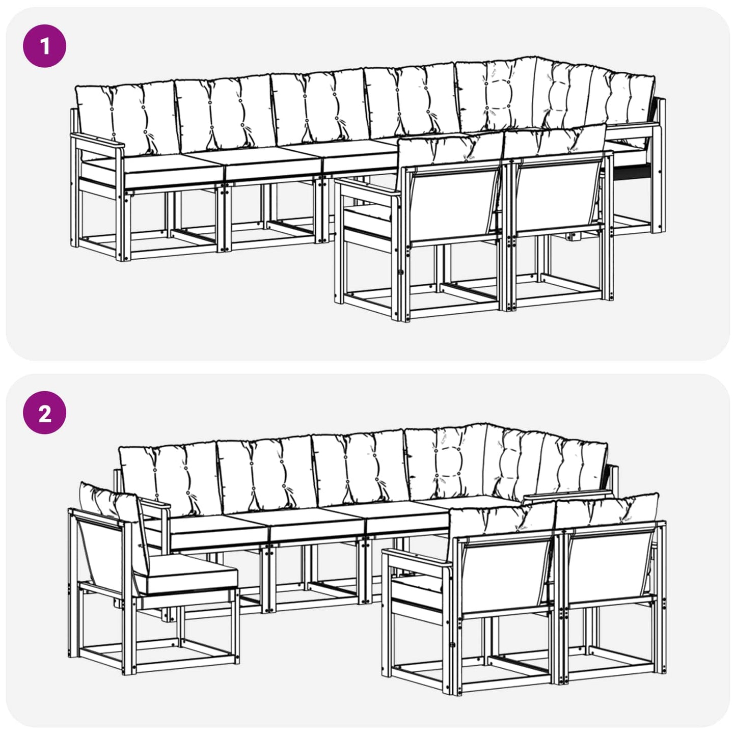 Buiten bankenset met kussen 8 pcs Natuurlijk en Lichtgrijs is nu te koop bij PeponiXL, paradijselijk wonen!