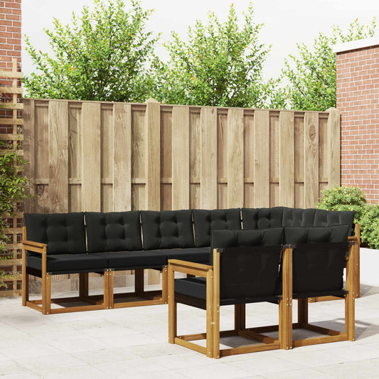 Buiten bankenset met kussen 8 pcs Natuurlijk en Zwart is nu te koop bij PeponiXL, paradijselijk wonen!