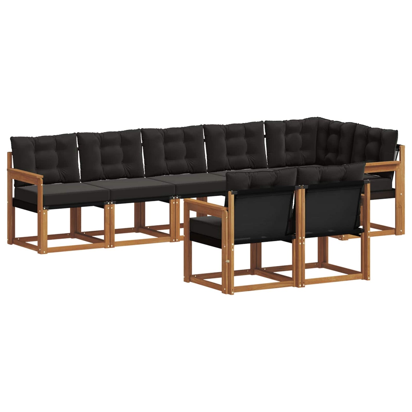Buiten bankenset met kussen 8 pcs Natuurlijk en Zwart is nu te koop bij PeponiXL, paradijselijk wonen!