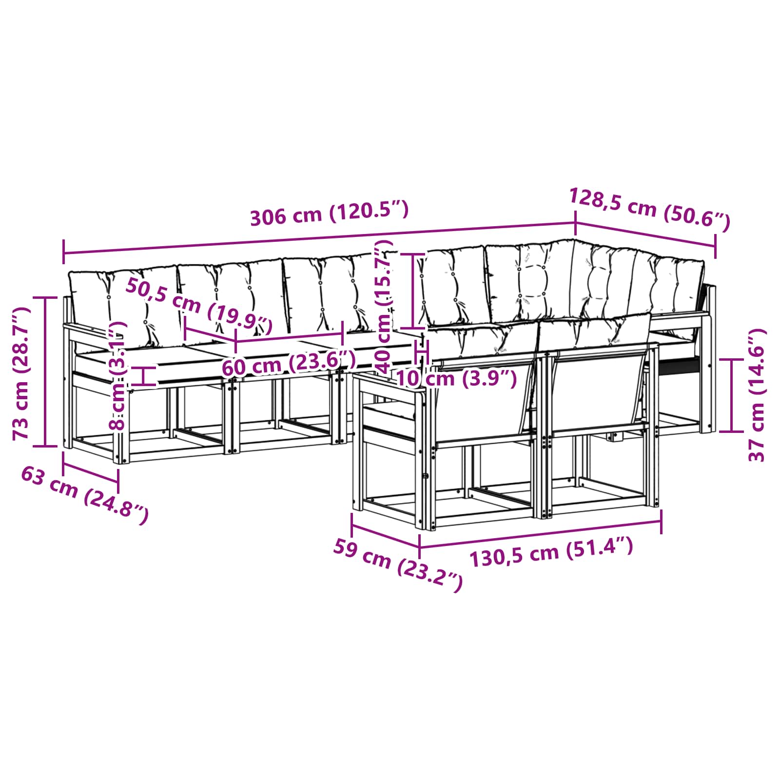 Buiten bankenset met kussen 8 pcs Natuurlijk en Zwart is nu te koop bij PeponiXL, paradijselijk wonen!