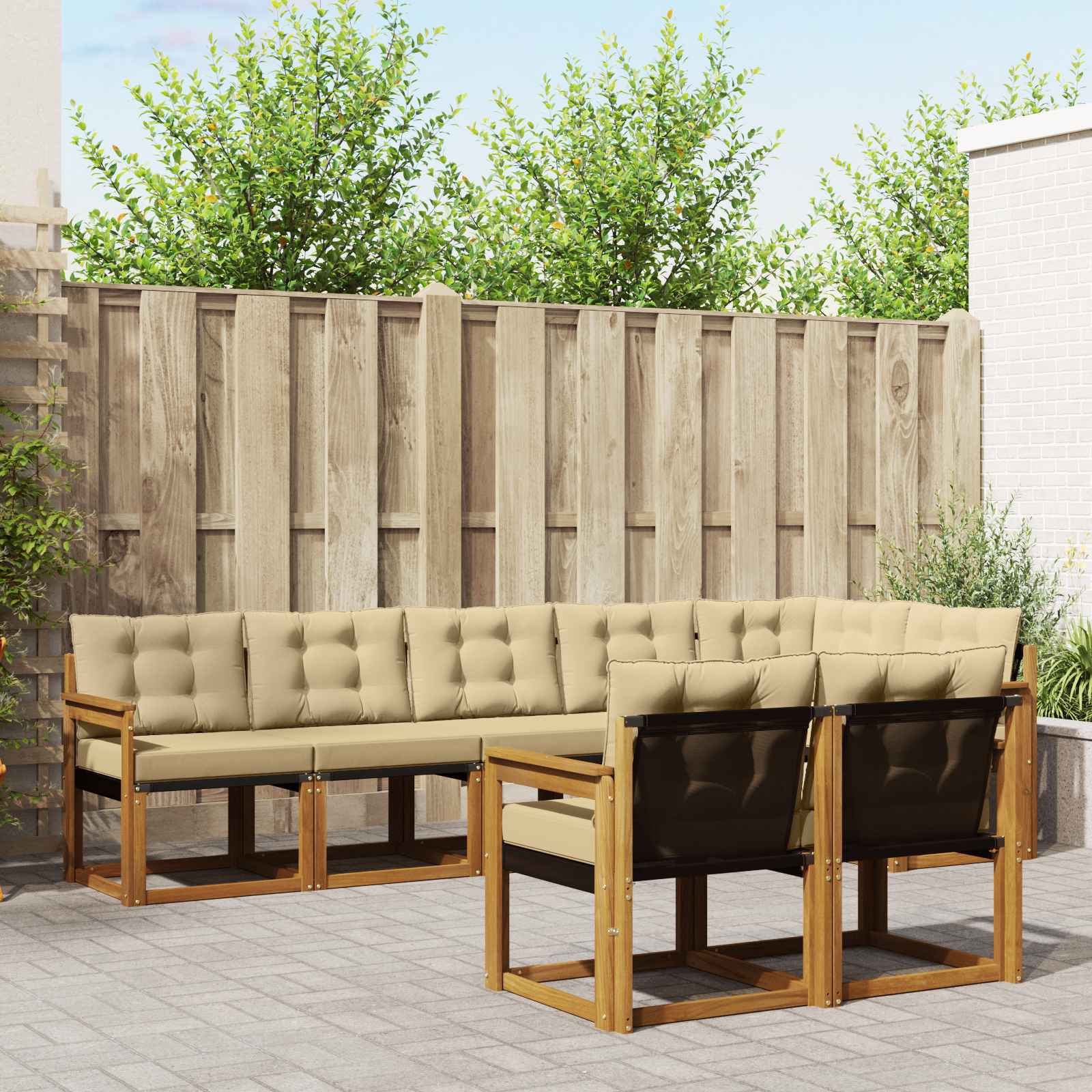 Buiten bankenset met kussen 8 pcs Natuurlijk en Beige is nu te koop bij PeponiXL, paradijselijk wonen!