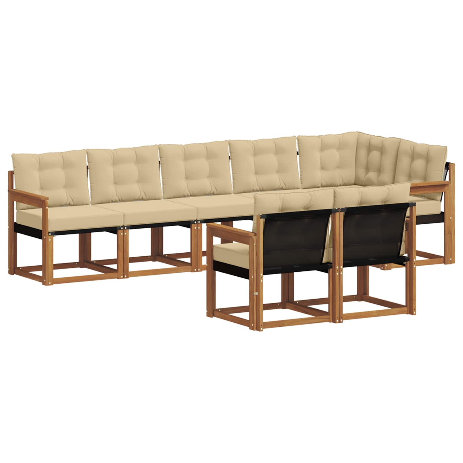 Buiten bankenset met kussen 8 pcs Natuurlijk en Beige is nu te koop bij PeponiXL, paradijselijk wonen!