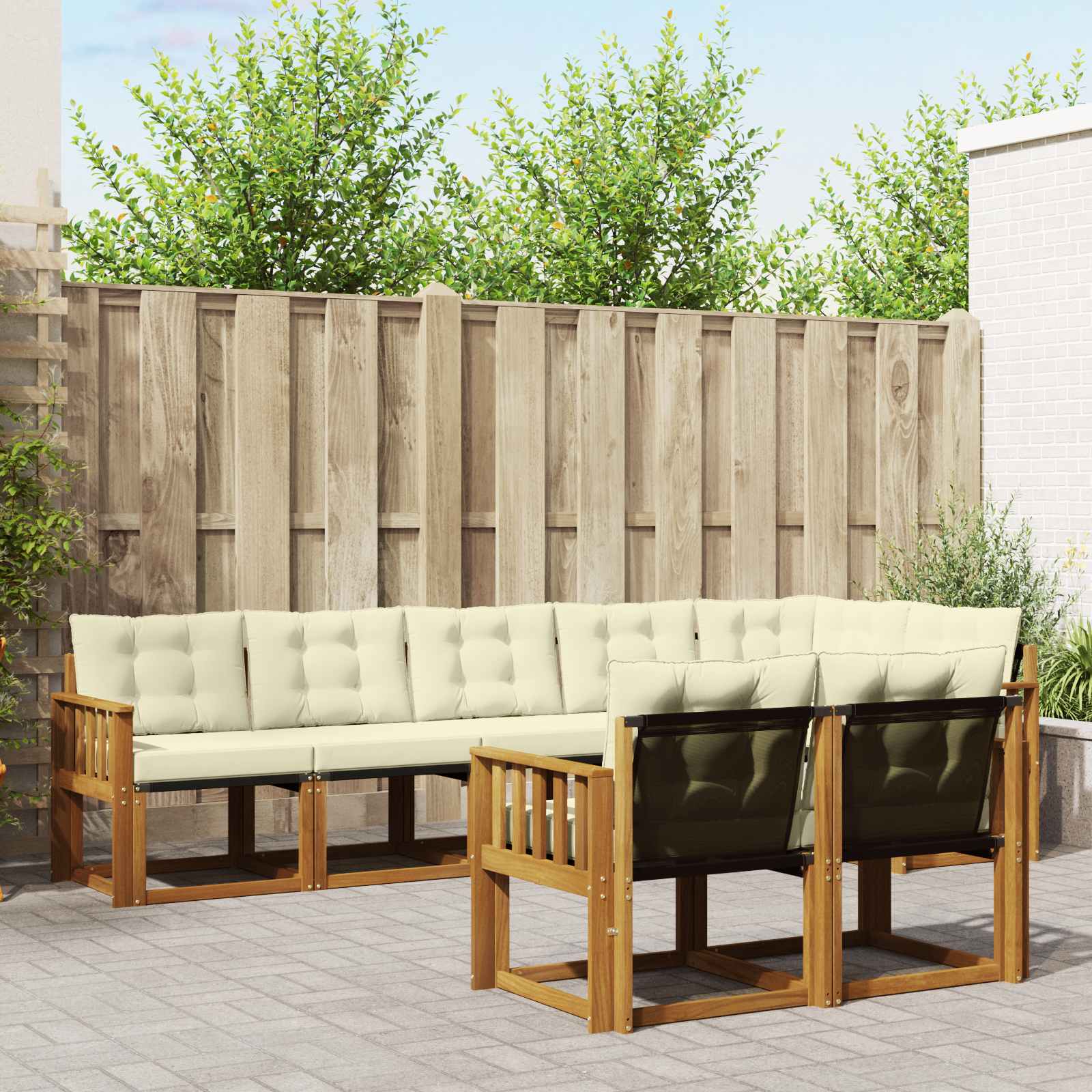 Buiten bankenset met kussen 8 pcs Natuurlijk en Crème is nu te koop bij PeponiXL, paradijselijk wonen!