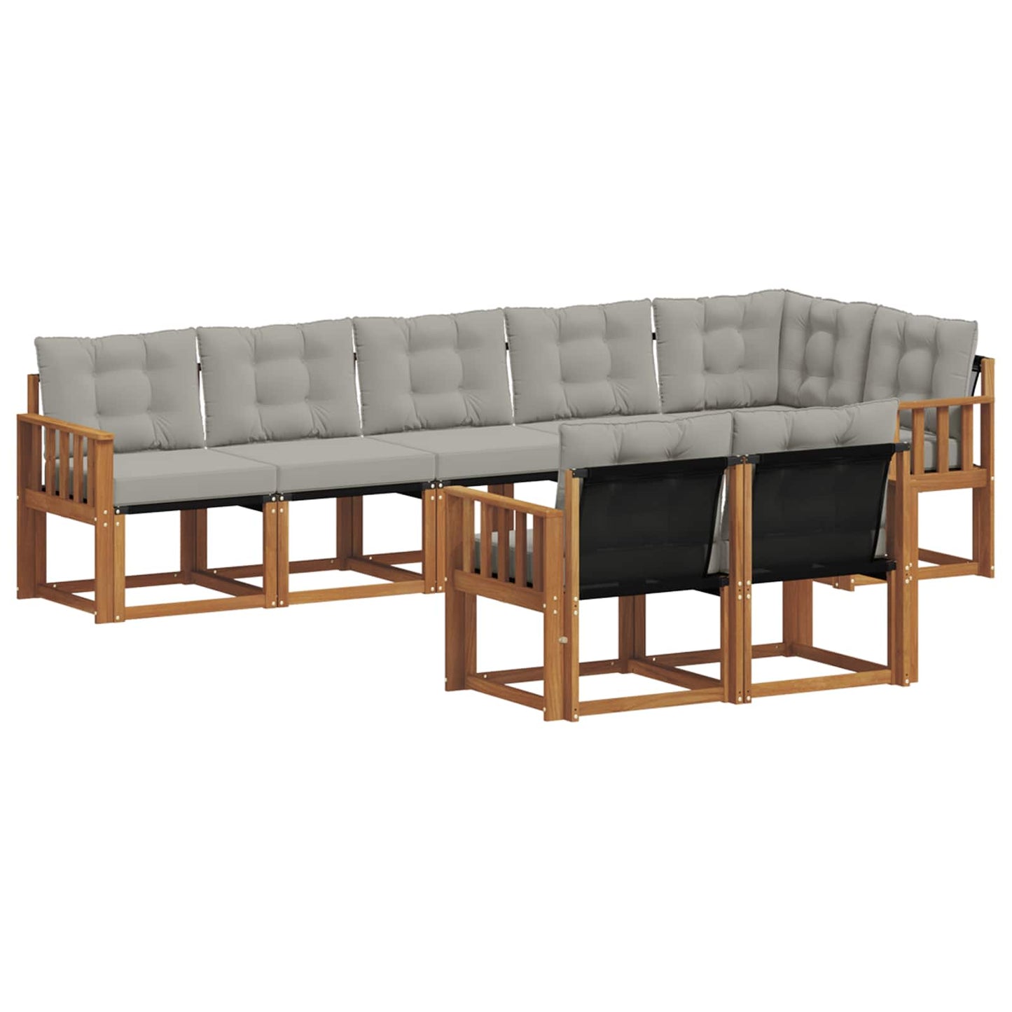 Buiten bankenset met kussen 8 pcs Natuurlijk en Lichtgrijs is nu te koop bij PeponiXL, paradijselijk wonen!