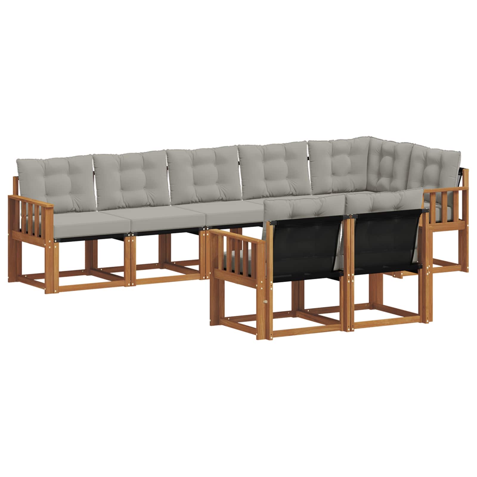 Buiten bankenset met kussen 8 pcs Natuurlijk en Lichtgrijs is nu te koop bij PeponiXL, paradijselijk wonen!