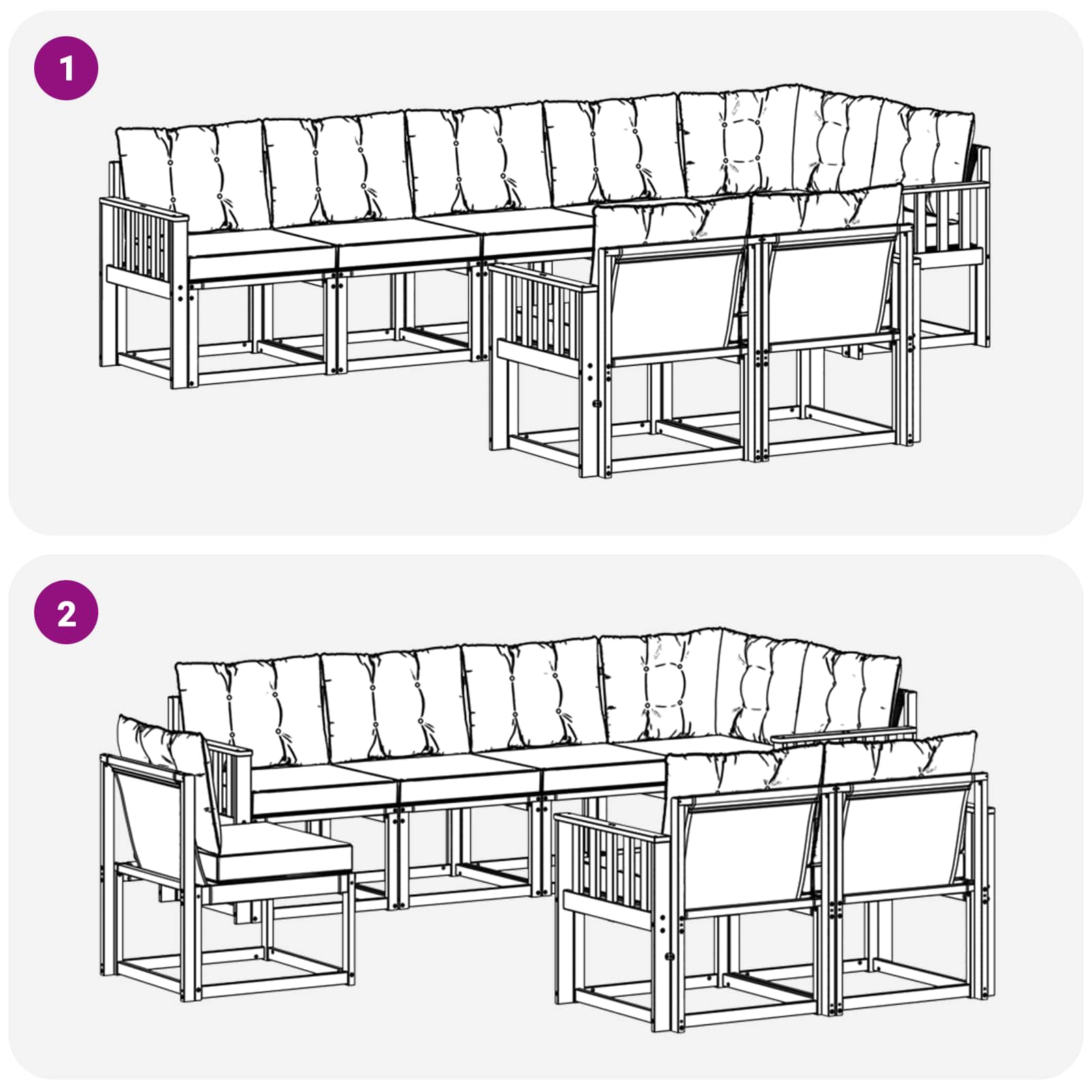 Buiten bankenset met kussen 8 pcs Natuurlijk en Lichtgrijs is nu te koop bij PeponiXL, paradijselijk wonen!
