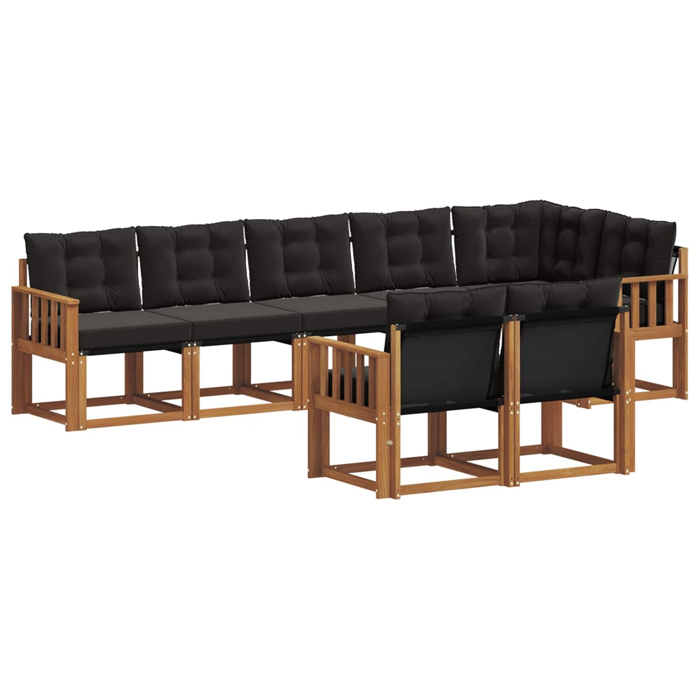 Buiten bankenset met kussen 8 pcs Natuurlijk en Zwart is nu te koop bij PeponiXL, paradijselijk wonen!