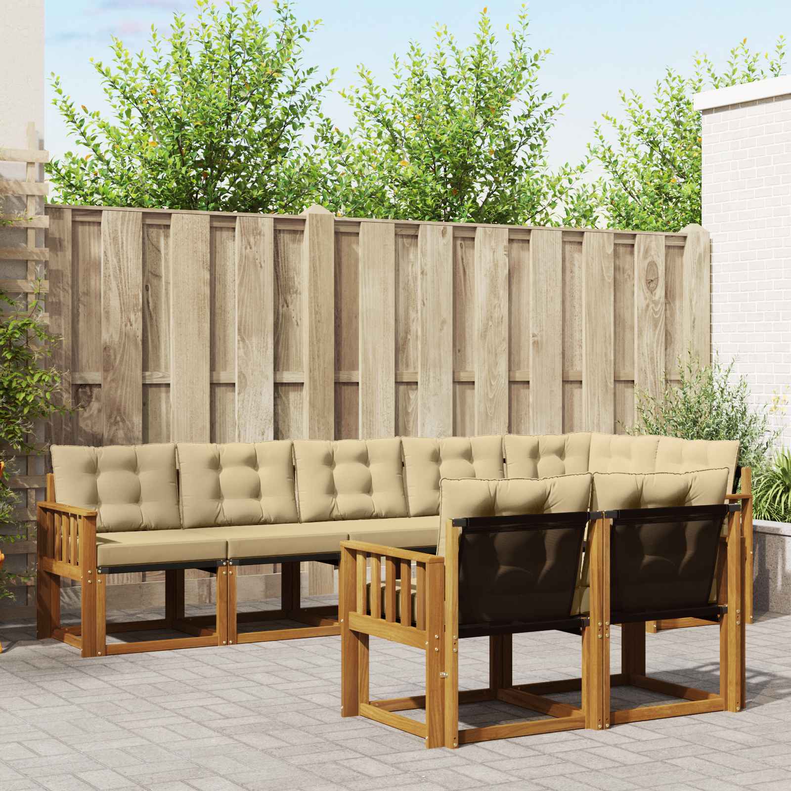 Buiten bankenset met kussen 8 pcs Natuurlijk en Beige is nu te koop bij PeponiXL, paradijselijk wonen!
