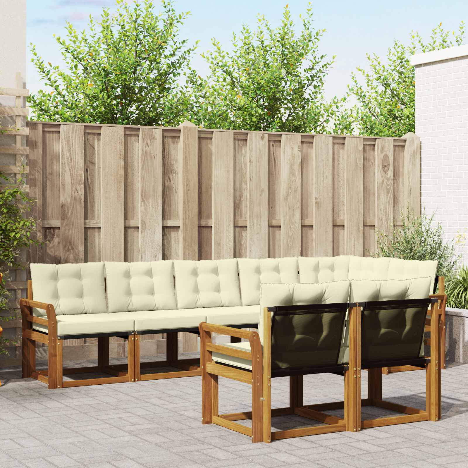 Buiten bankenset met kussen 8 pcs Natuurlijk en Crème is nu te koop bij PeponiXL, paradijselijk wonen!