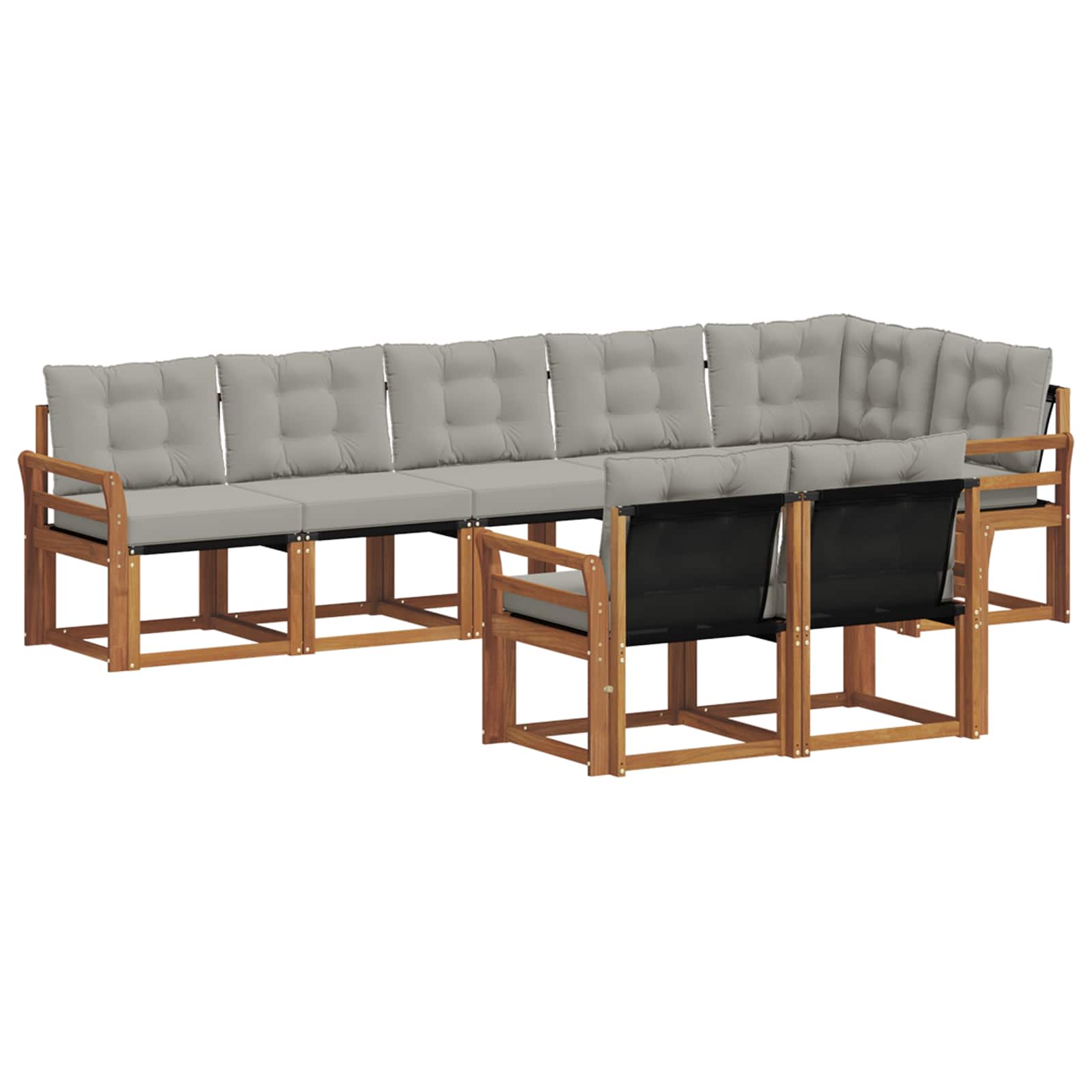 Buiten bankenset met kussen 8 pcs Natuurlijk en Lichtgrijs is nu te koop bij PeponiXL, paradijselijk wonen!