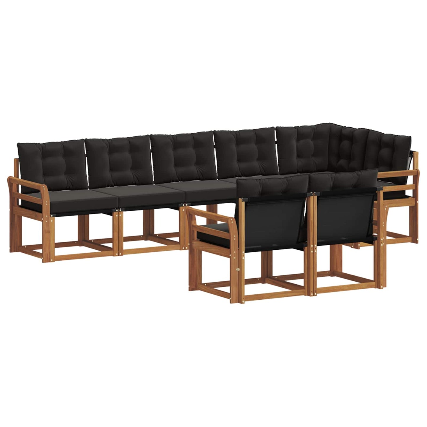Buiten bankenset met kussen 8 pcs Natuurlijk en Zwart is nu te koop bij PeponiXL, paradijselijk wonen!