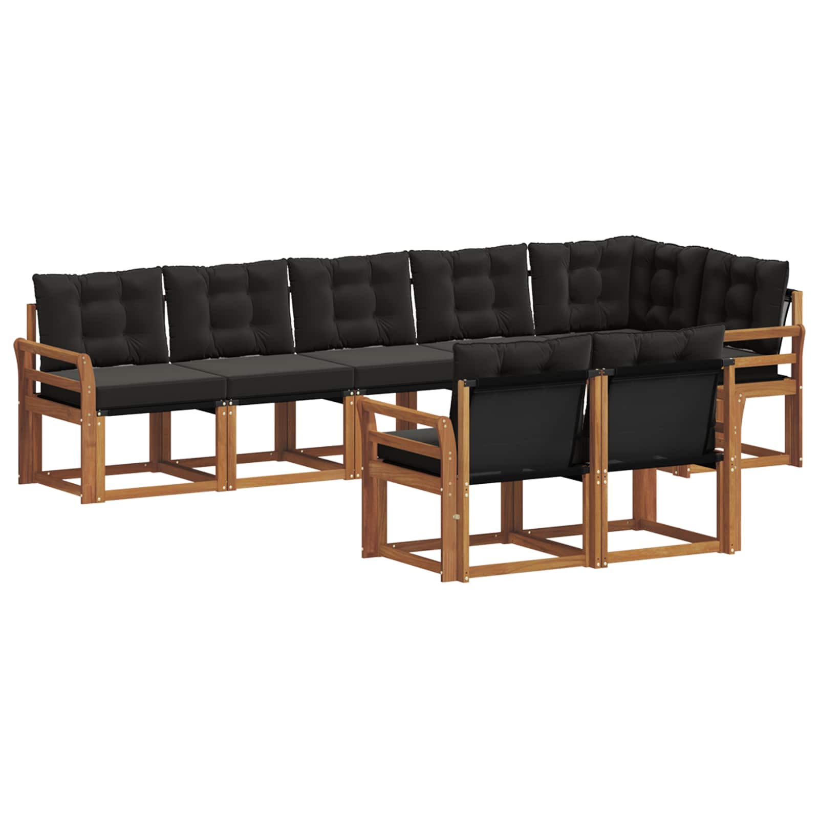 Buiten bankenset met kussen 8 pcs Natuurlijk en Zwart is nu te koop bij PeponiXL, paradijselijk wonen!