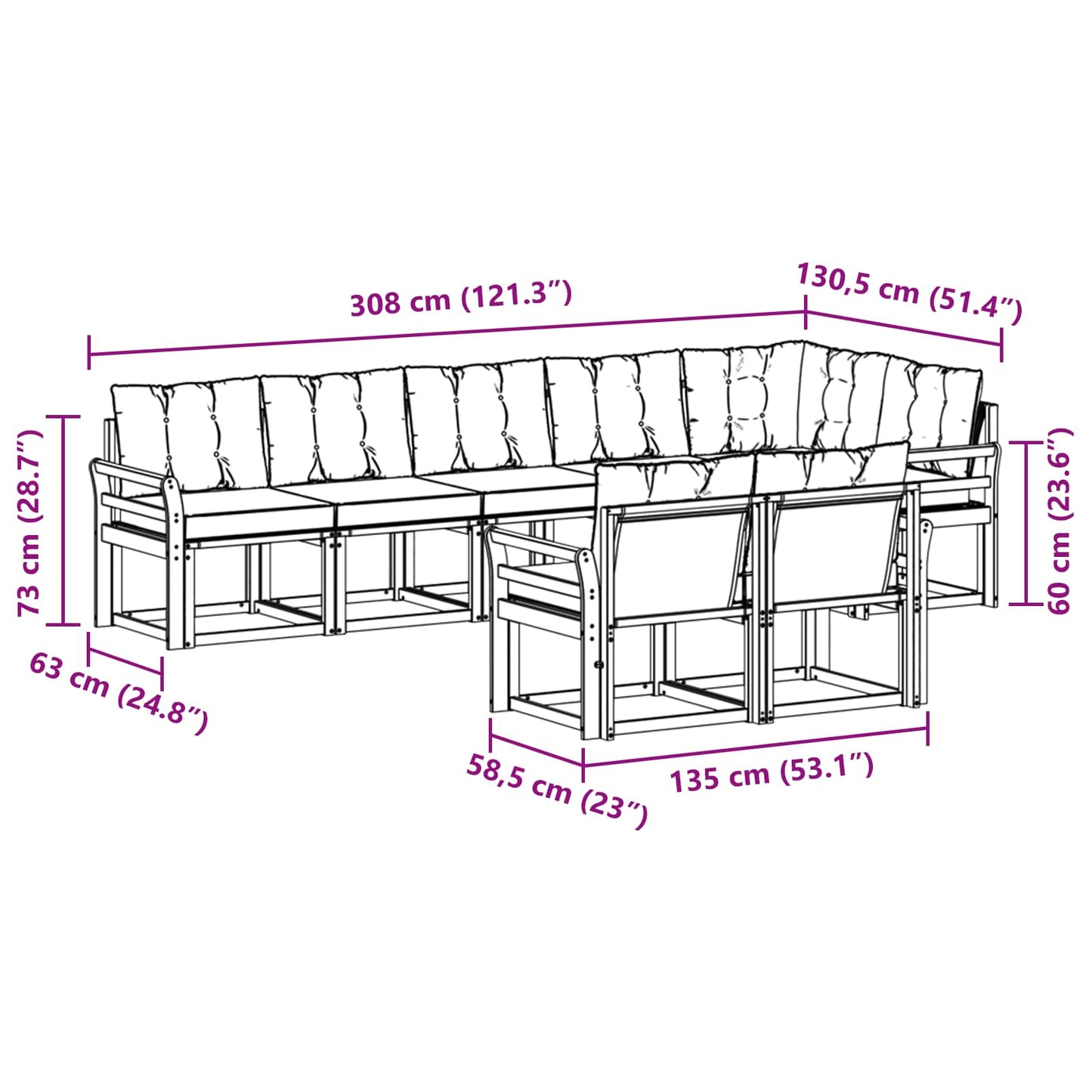 Buiten bankenset met kussen 8 pcs Natuurlijk en Zwart is nu te koop bij PeponiXL, paradijselijk wonen!