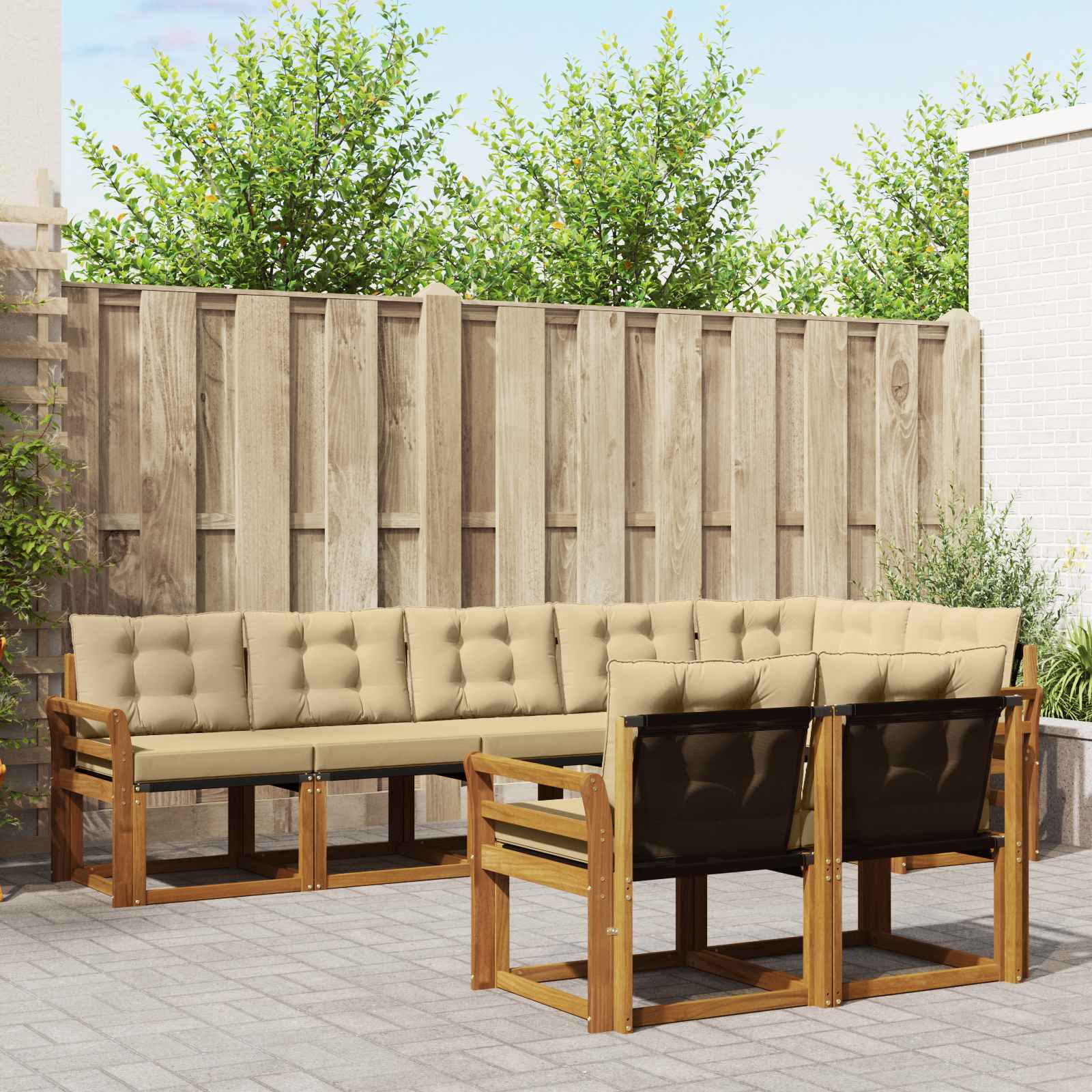 Buiten bankenset met kussen 8 pcs Natuurlijk en Beige is nu te koop bij PeponiXL, paradijselijk wonen!