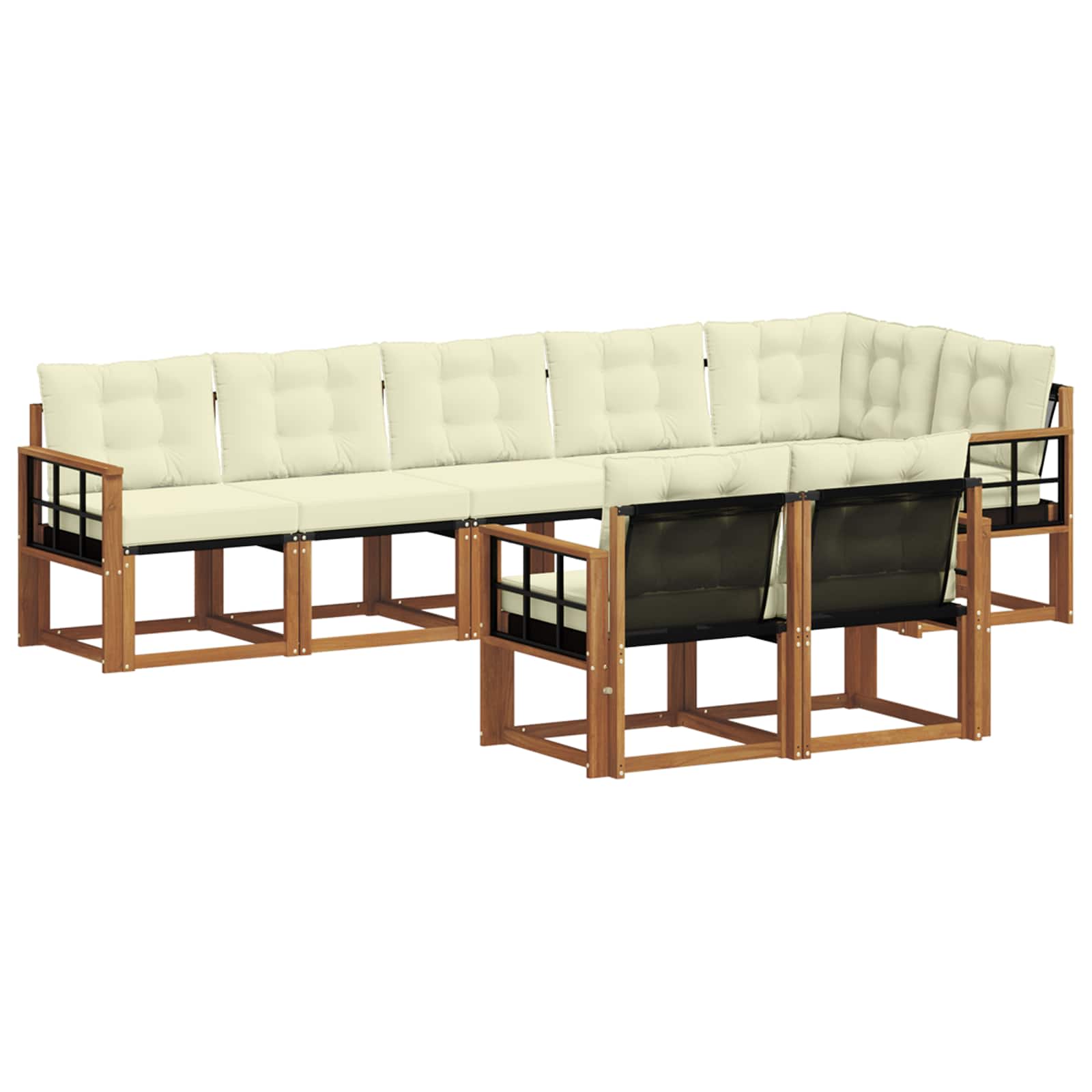 Buiten bankenset met kussen 8 pcs Natuurlijk en Crème is nu te koop bij PeponiXL, paradijselijk wonen!