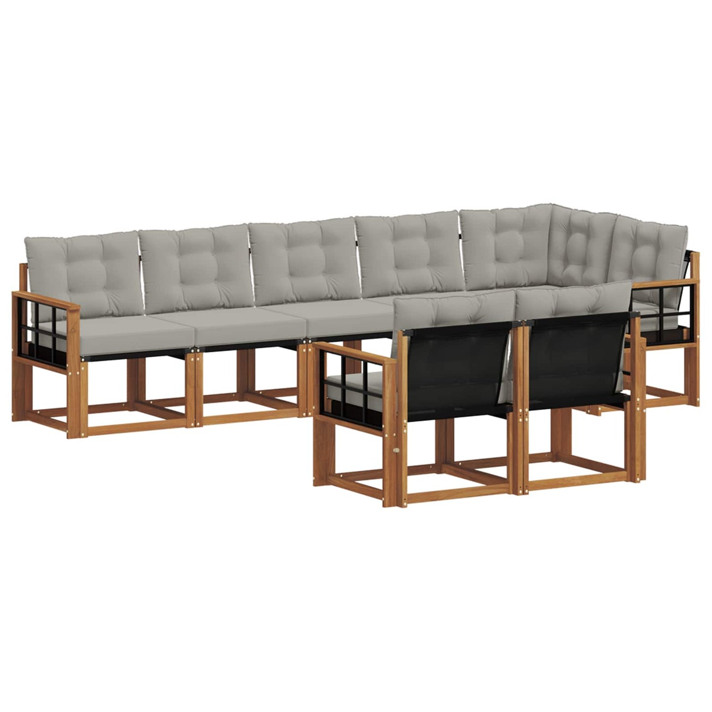 Buiten bankenset met kussen 8 pcs Natuurlijk en Lichtgrijs is nu te koop bij PeponiXL, paradijselijk wonen!