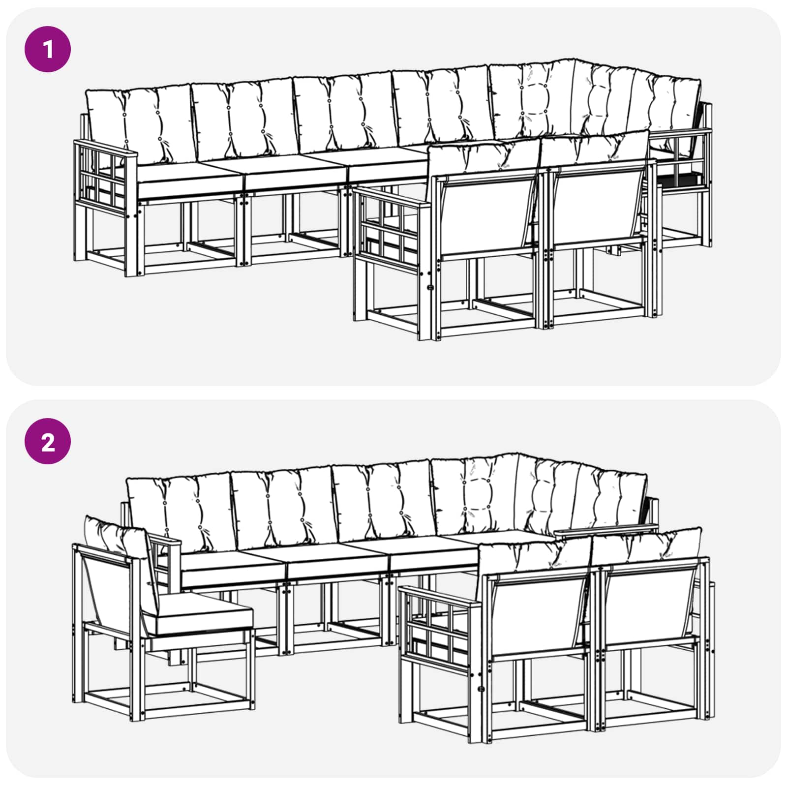 Buiten bankenset met kussen 8 pcs Natuurlijk en Lichtgrijs is nu te koop bij PeponiXL, paradijselijk wonen!