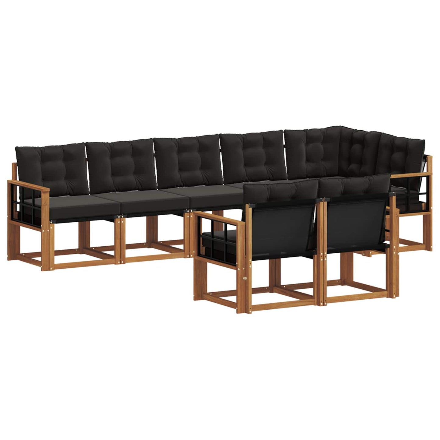 Buiten bankenset met kussen 8 pcs Natuurlijk en Zwart is nu te koop bij PeponiXL, paradijselijk wonen!