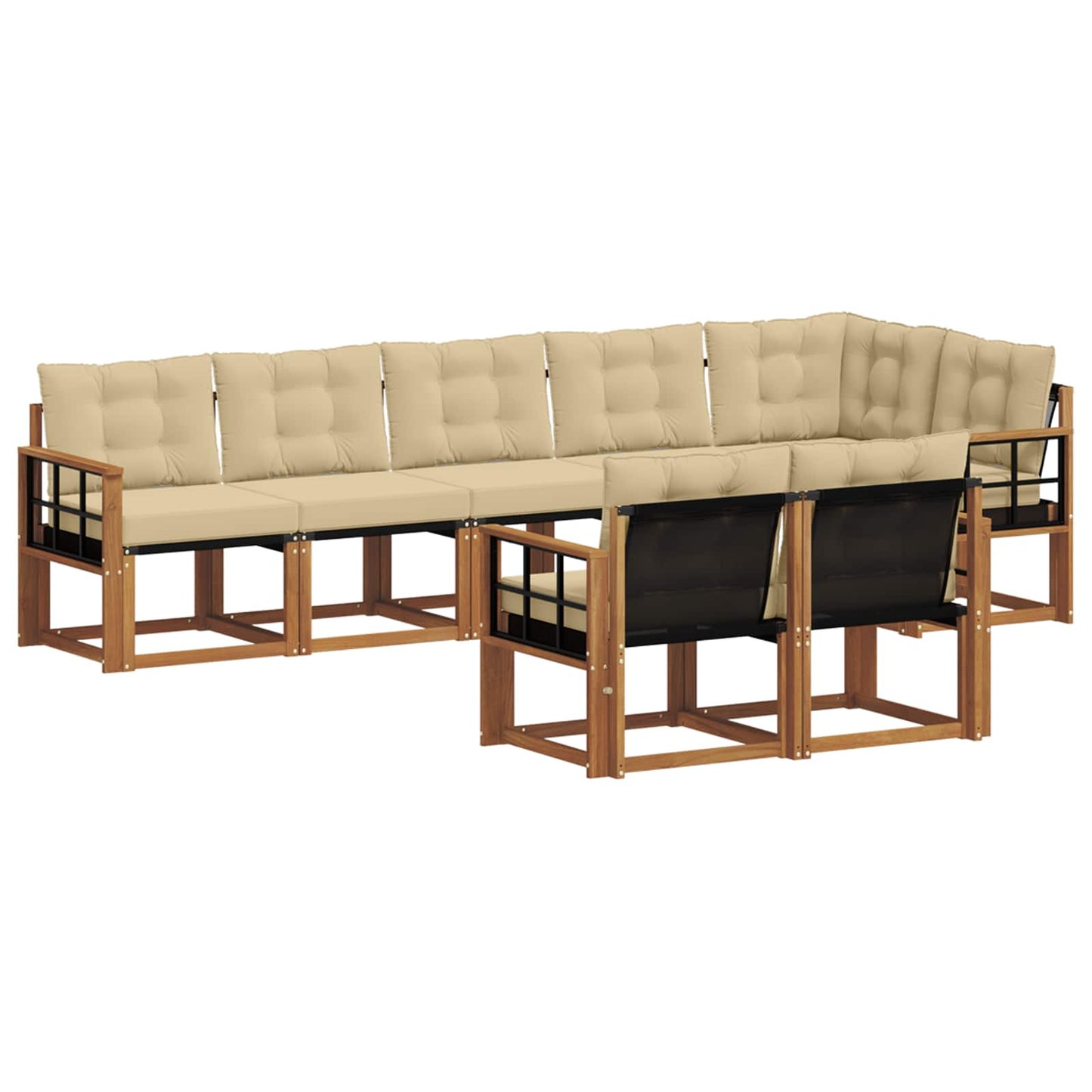 Buiten bankenset met kussen 8 pcs Natuurlijk en Beige is nu te koop bij PeponiXL, paradijselijk wonen!